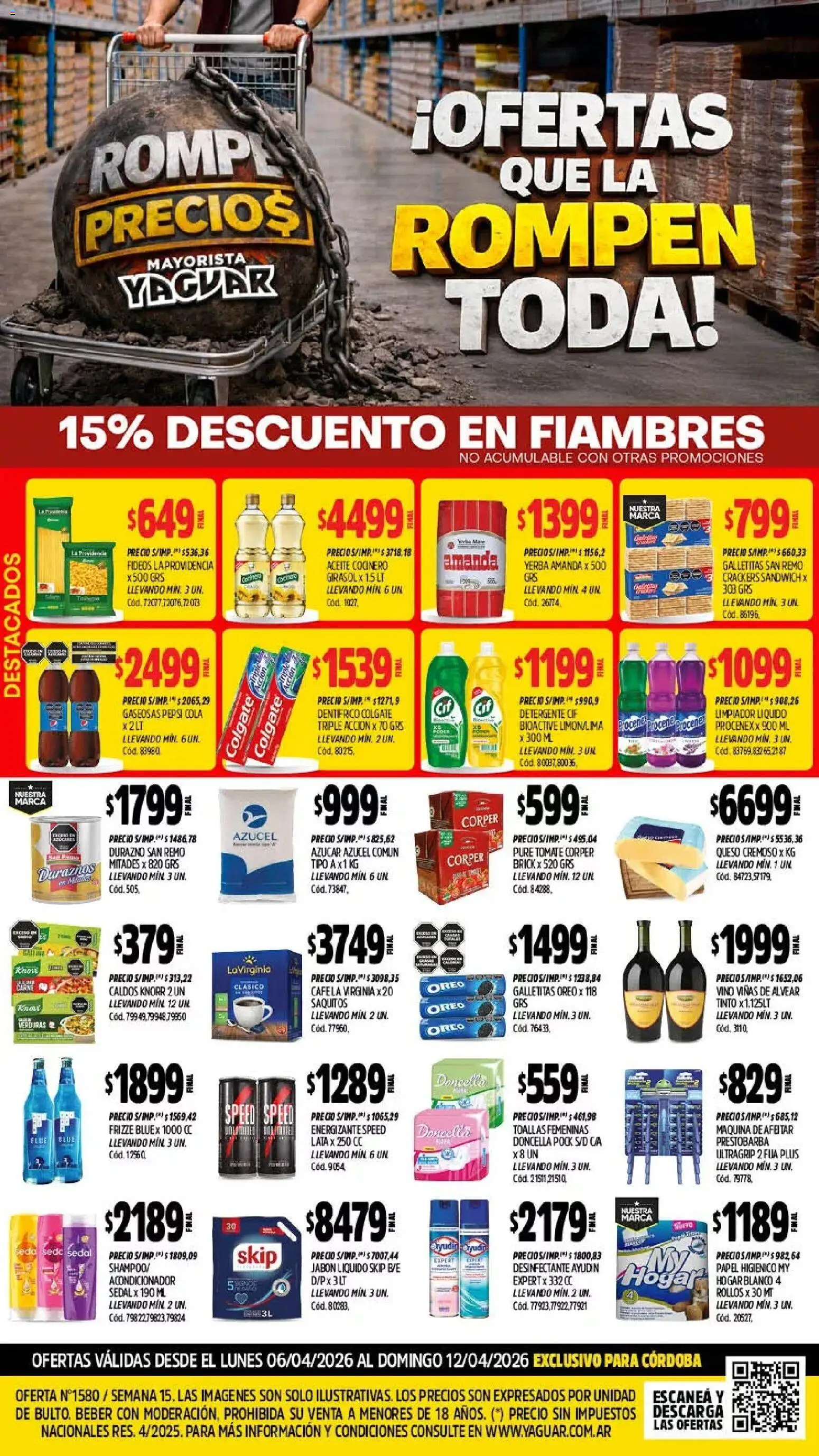 Vista previa del folleto de la tienda Yaguar válido desde el 06/04/2026 - Mate, Yerba, Verduras, Pepsi, Oreo, Jabón, Desinfectante, Limpiador