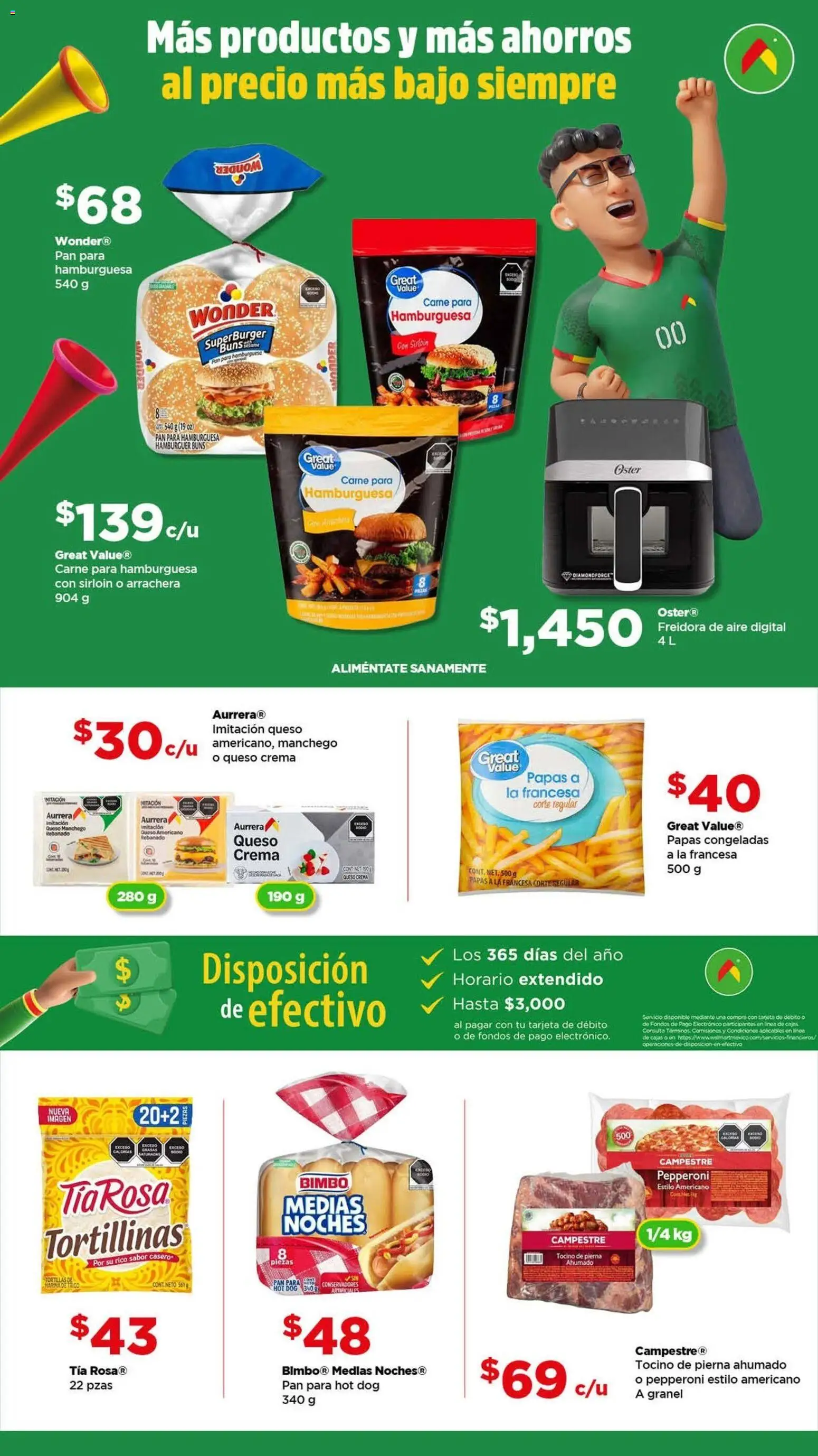 Vista previa las ofertas de la tienda Bodega Aurrerá - Bodega Aurrerá folleto Golazo desde el 05/06/2026 - Hamburguesa, Papas, Pan, Freidora de aire, Queso, Queso crema, Crema, Freidora
