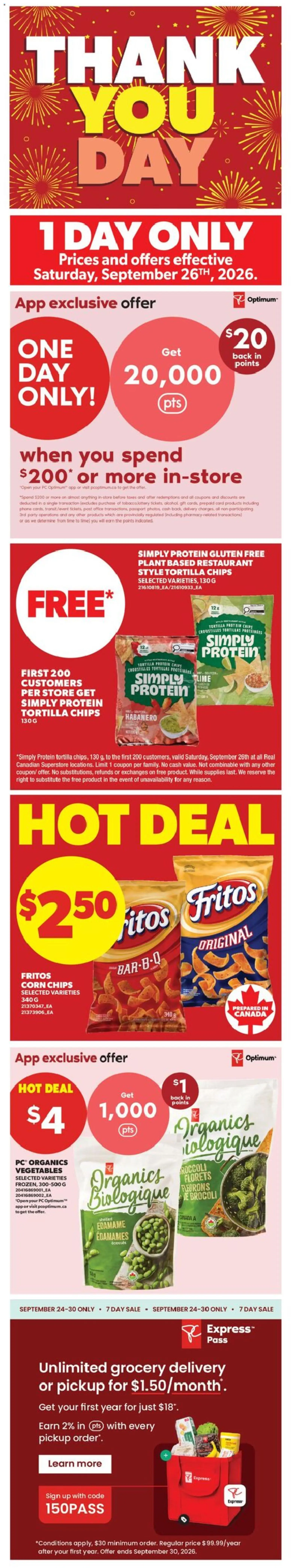 Preview of leaflet Real Canadian Superstore weekly flyer / circulaire from shop Real Canadian Superstore is valid from Sep 24, 2026