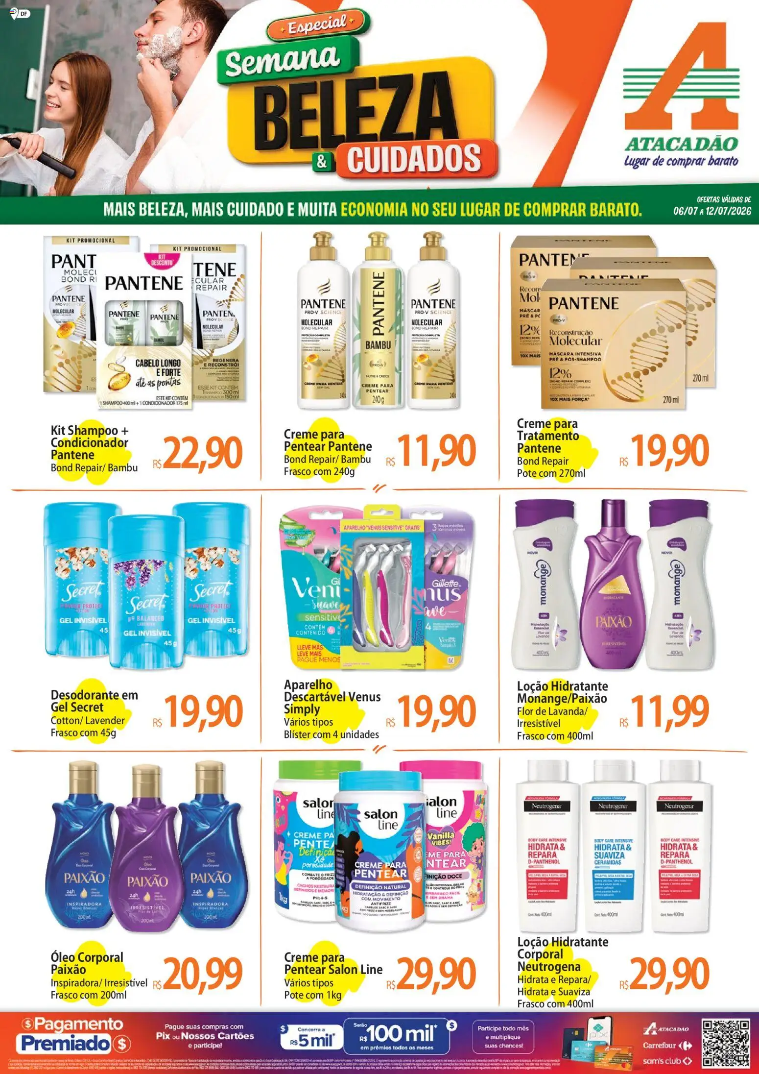 Pré-Visualização do folheto "Atacadão ofertas - DF" da loja Atacadão válido a partir de 06/07/2026 - Shampoo, Desodorante, PC, Body, Doce, Creme, Óleo corporal, Creme para pentear