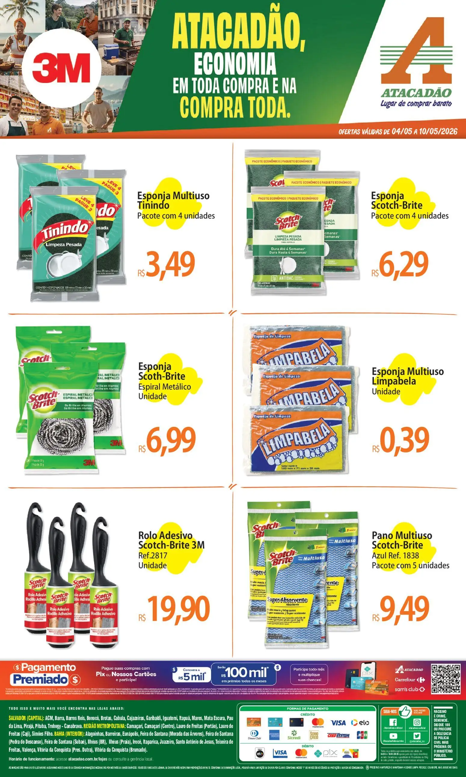 Pré-Visualização do folheto "Atacadão ofertas - BA" da loja Atacadão válido a partir de 04/05/2026 - Absorvente, Chá, Esponjas, Esponja, Rolo