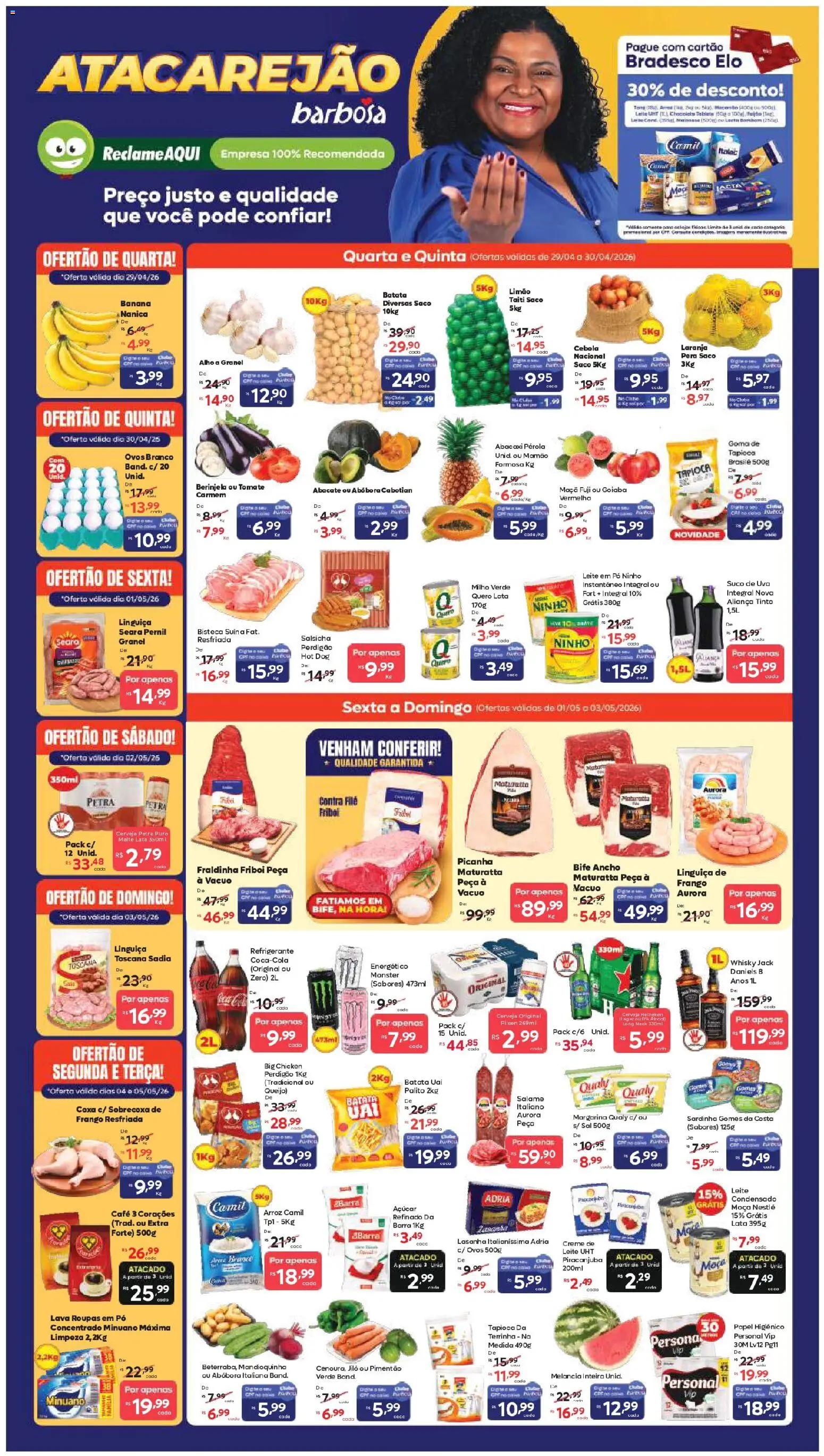 Pré-Visualização do folheto "Barbosa Supermercados ofertas Atacarejão" da loja Barbosa Supermercados válido a partir de 29/04/2026