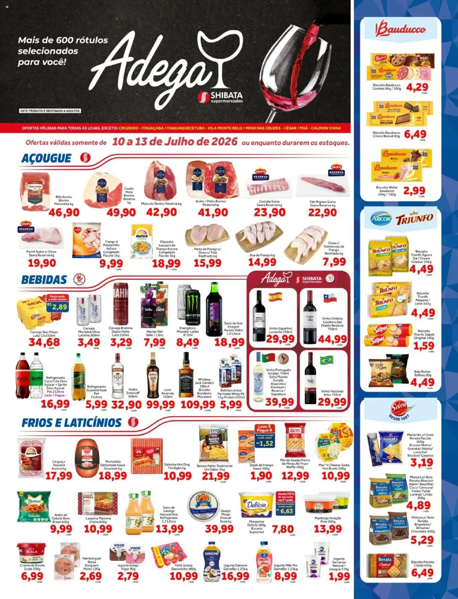 Pré-Visualização do folheto "Shibata - Ofertas da semana" da loja Shibata válido a partir de 10/07/2026 - Água, Macarrão, Uva, Refrigerante, Creme, Cola, Poá, Asa de frango