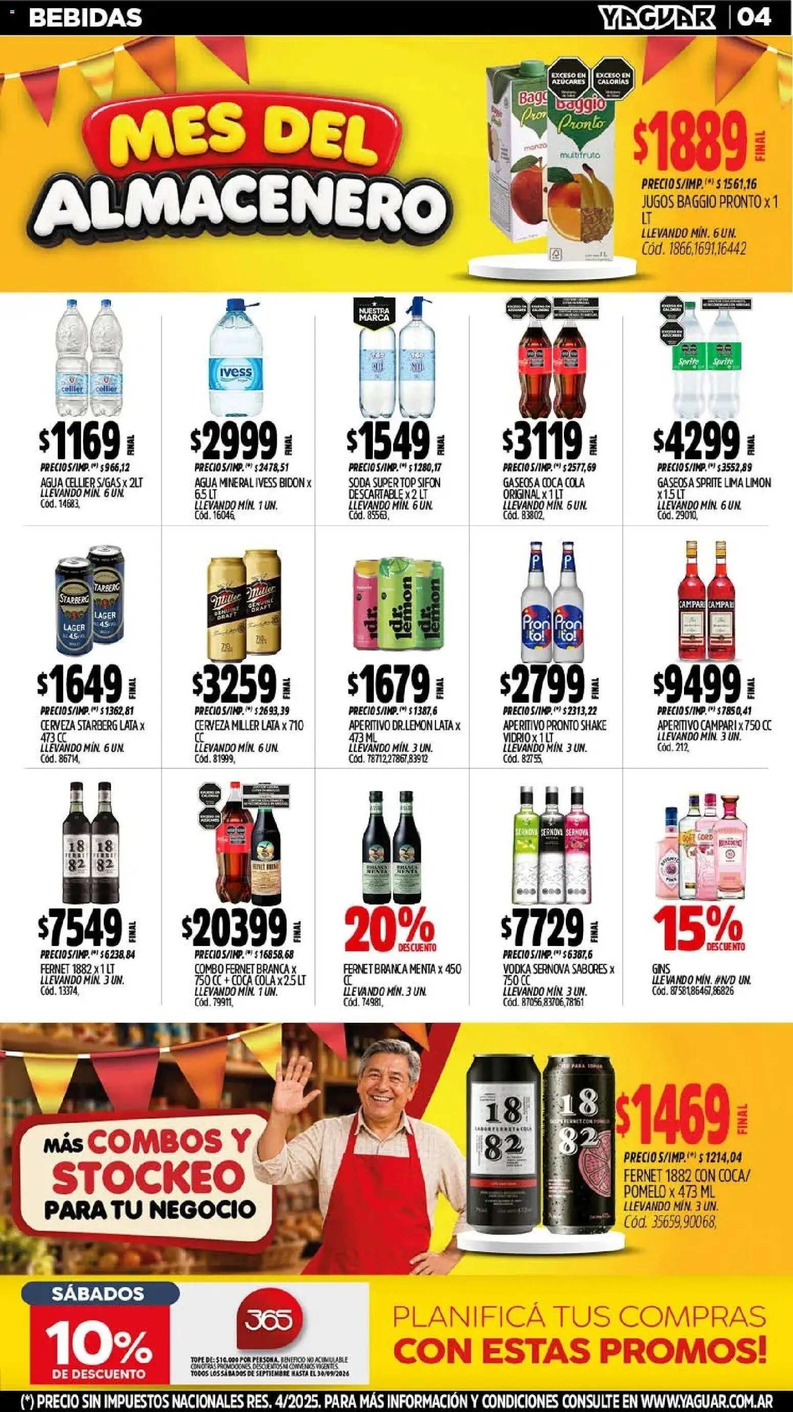 Vista previa del folleto de la tienda Yaguar válido desde el 28/09/2026 - Agua, Fernet, Cerveza, Vodka, Bebidas, Top, Soda, Agua mineral