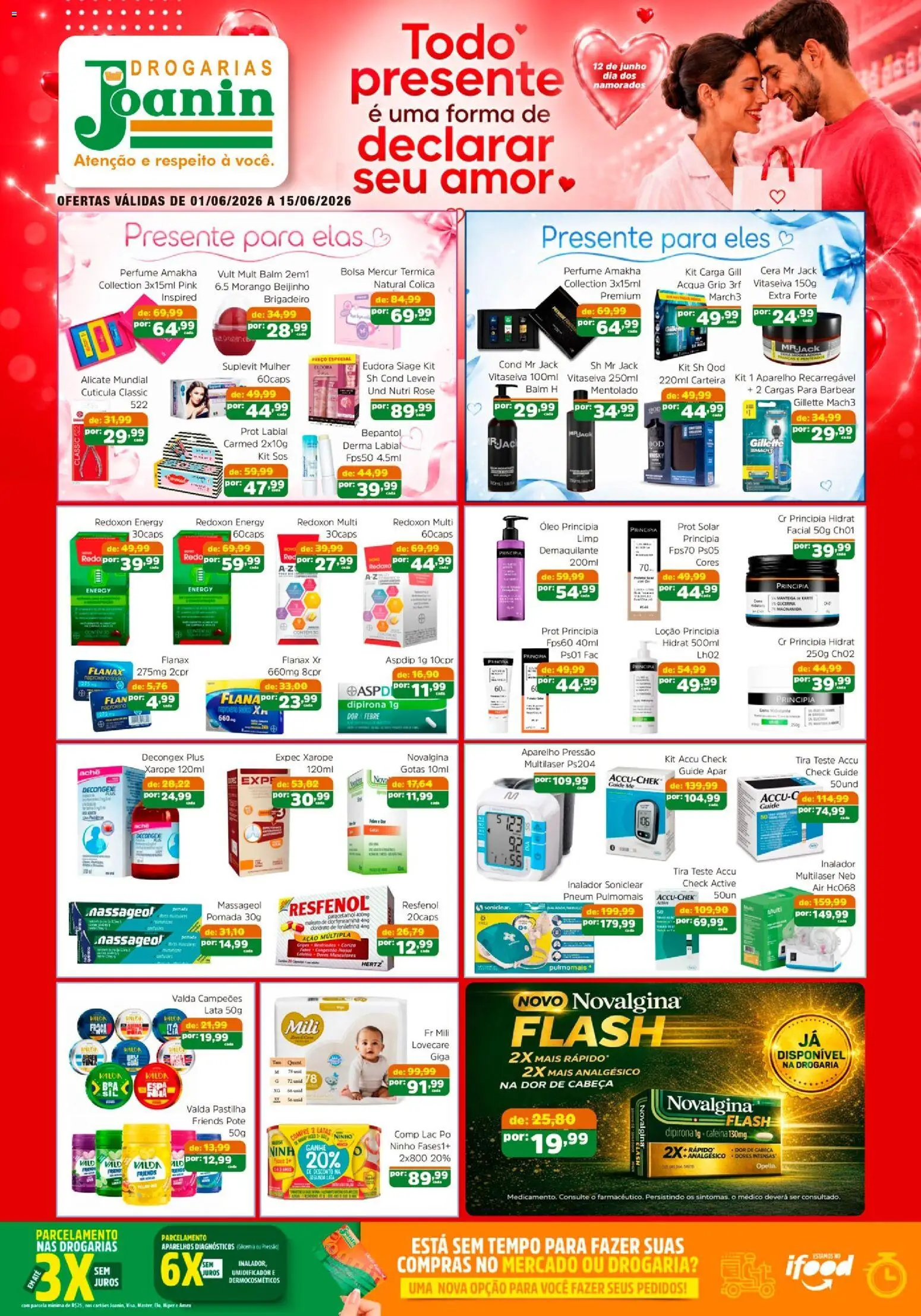 Pré-Visualização do folheto "Supermercados Joanin ofertas Drogaria" da loja Supermercados Joanin válido a partir de 01/06/2026 - Bolsa, Óleo, Carteira, Umidificador, Manteiga, Pia, Pomada, Cera