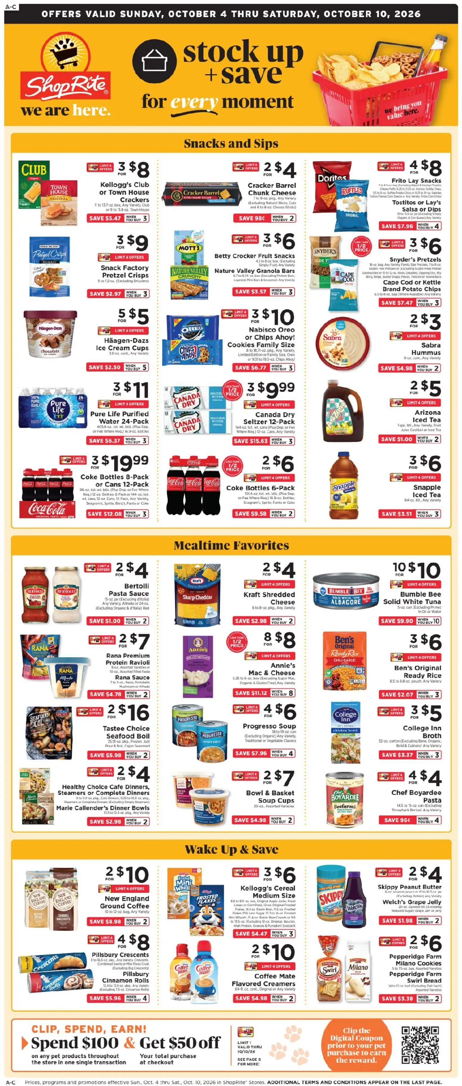 Ad Preview of ShopRite ShopRite Weekly Ad from 10/04/2026 - Seafood, Water, Snacks, Fruit, Rice, Oreo, Sugar, Chicken broth