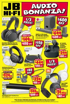 Preview of catalogue JB Hi-Fi Audio bonanza from shop JB Hi-Fi valid 18/06/2026
