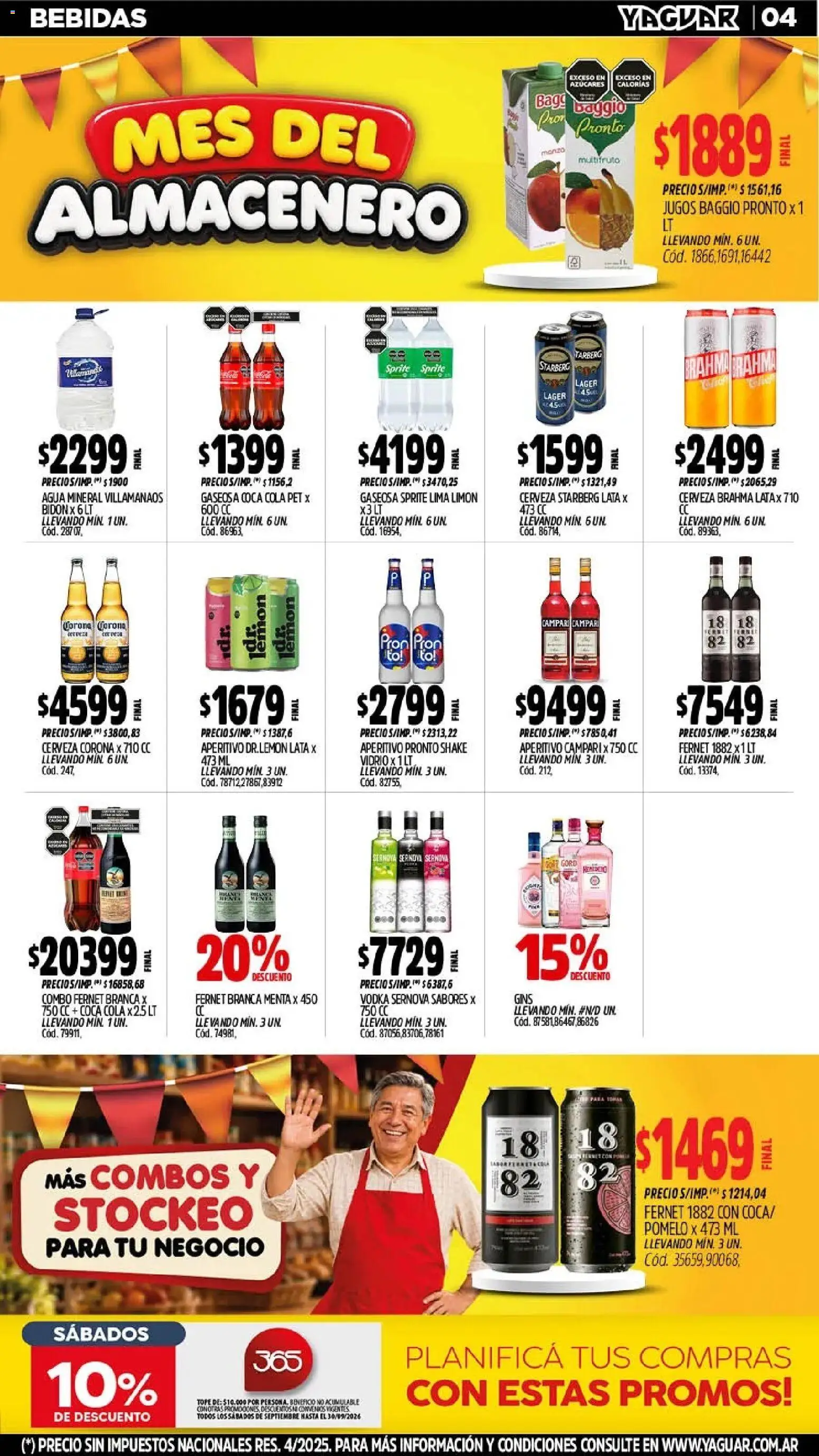 Vista previa del folleto de la tienda Yaguar válido desde el 28/09/2026 - Agua, Vodka, Limón, Pomelo, Cerveza Corona, Gaseosa, Agua mineral, Bidón