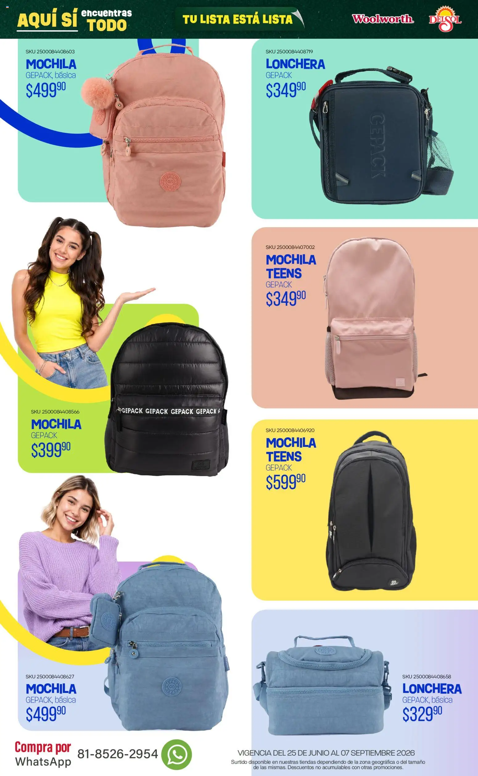 Vista previa las ofertas de la tienda Del Sol y Woolworth - Del Sol y Woolworth catálogo Back To School desde el 25/06/2026 