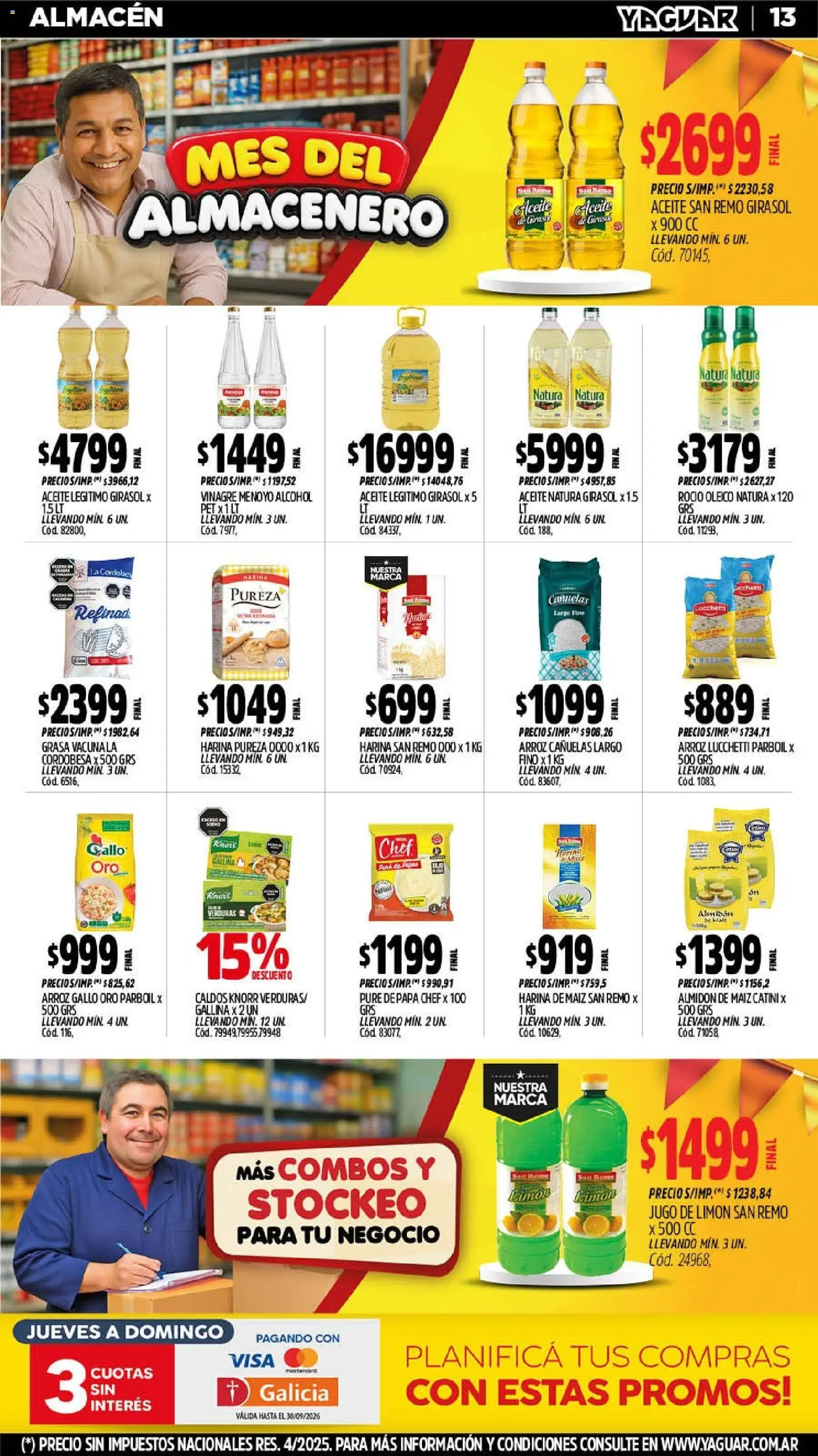 Vista previa del folleto de la tienda Yaguar válido desde el 14/09/2026 - Papa, Alcohol, Arroz, Aceite, Limón, Maiz, Jugo, Jugo de limón
