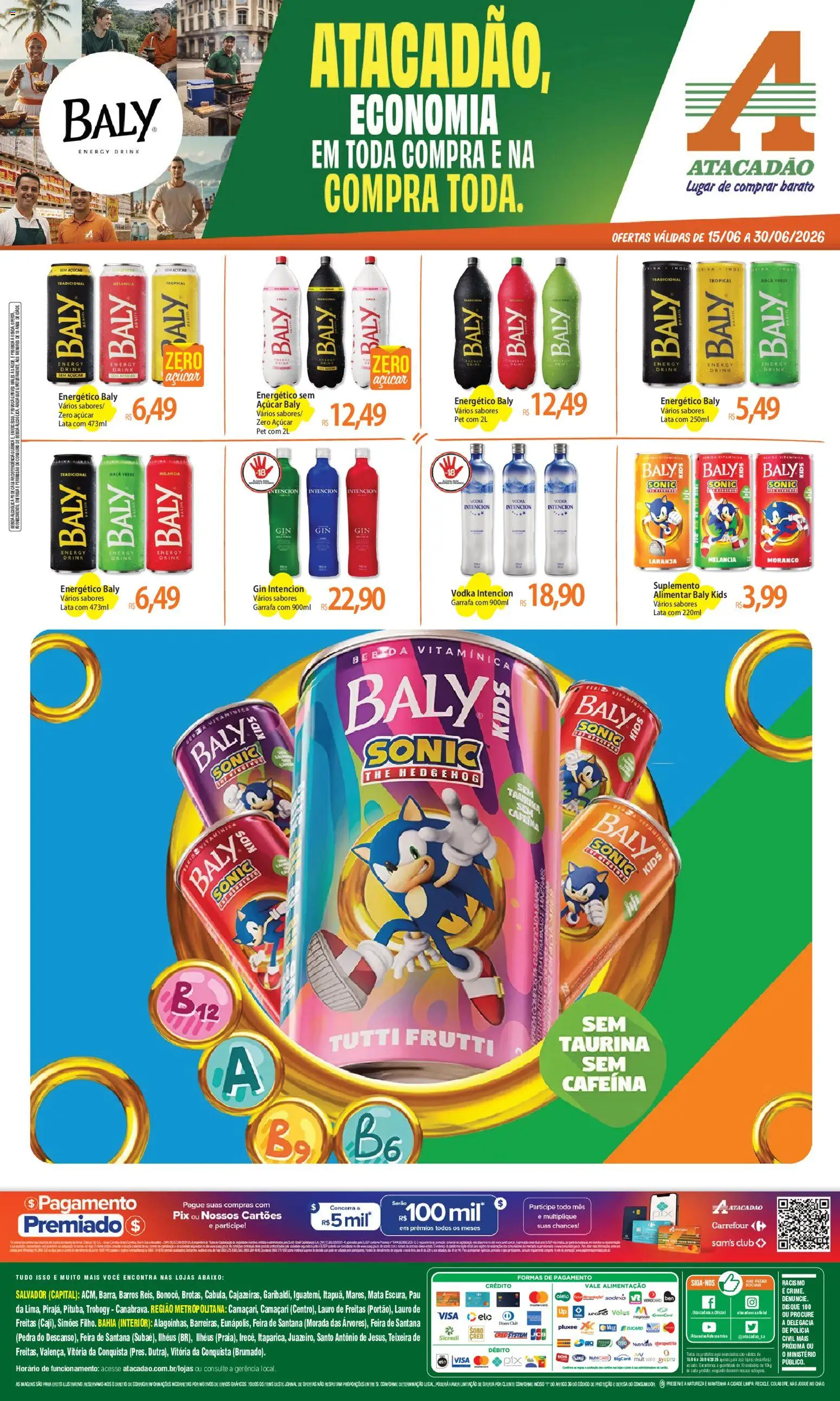 Pré-Visualização do folheto "Atacadão ofertas - BA" da loja Atacadão válido a partir de 15/06/2026 - Gin, Melancia, Vodka, Bebida, Chá, Açúcar, Energético, Pó