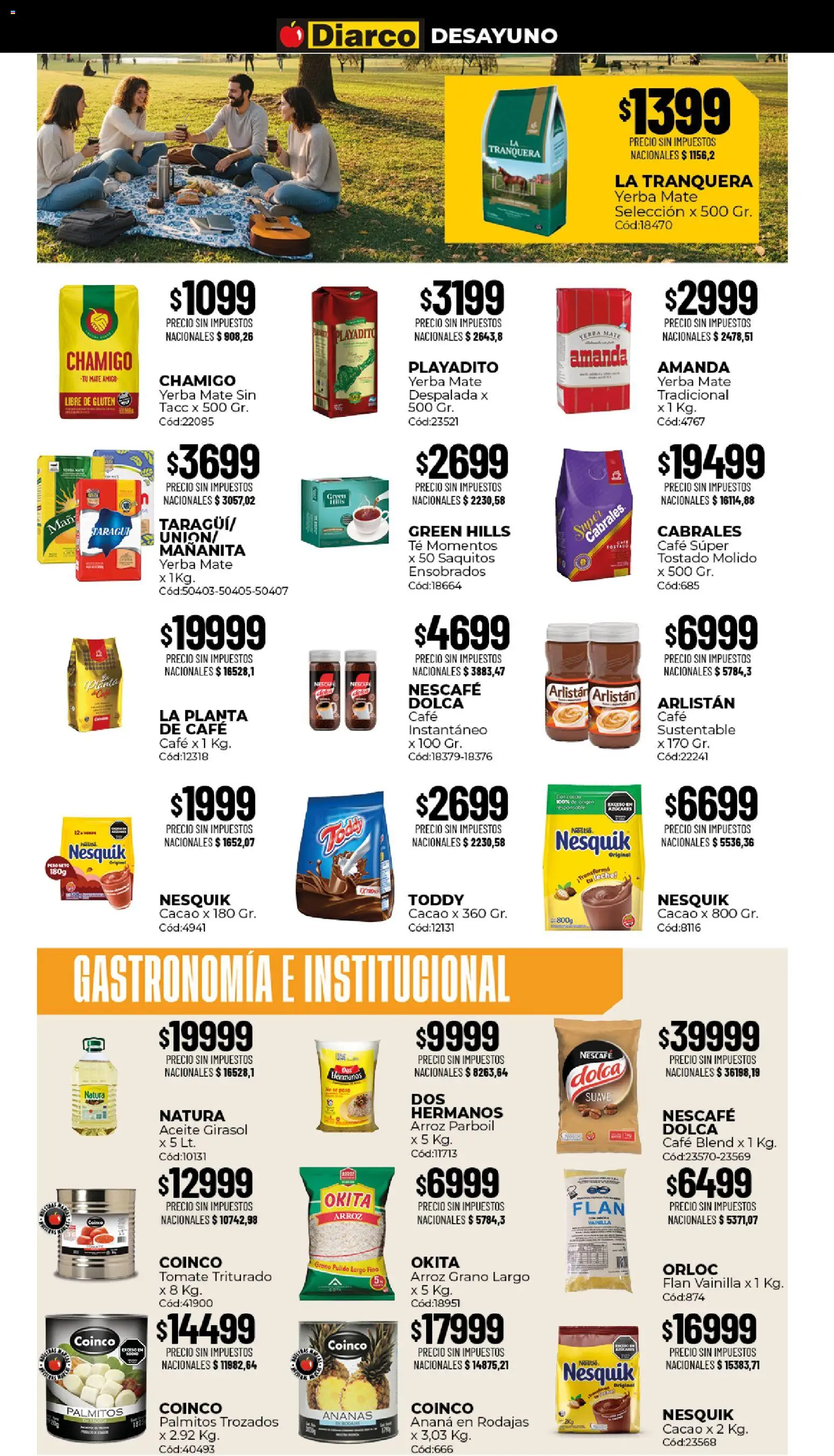 Vista previa del folleto de la tienda Diarco válido desde el 17/08/2026 - Mate, Té, Yerba, Arroz, Palmitos, Vainilla, Cacao, Café instantáneo