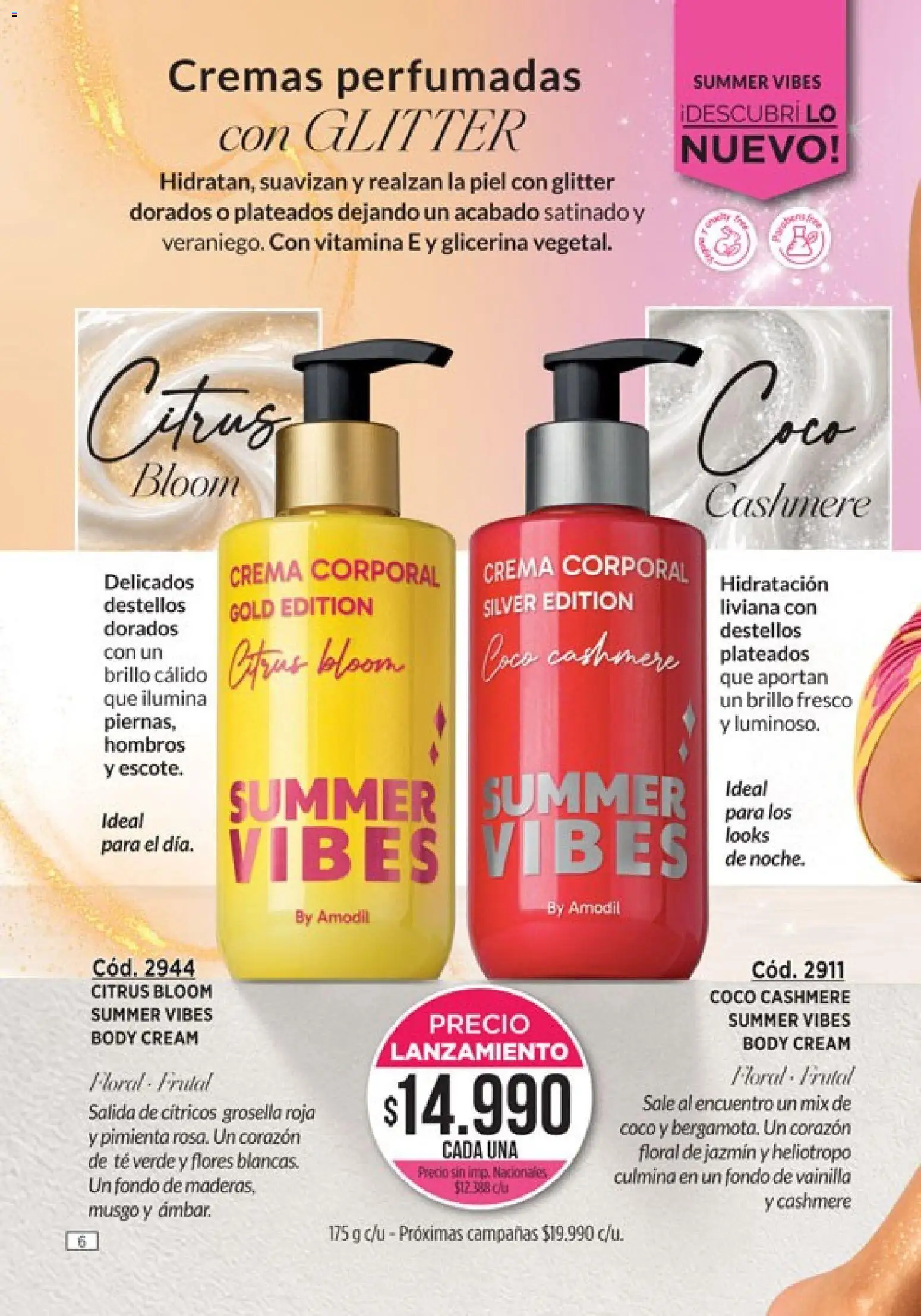 Vista previa del folleto de la tienda Amodil válido desde el 01/10/2026 - Flores, Coco, Crema, Glitter, Pimienta, Cítricos, Brillo, Té verde