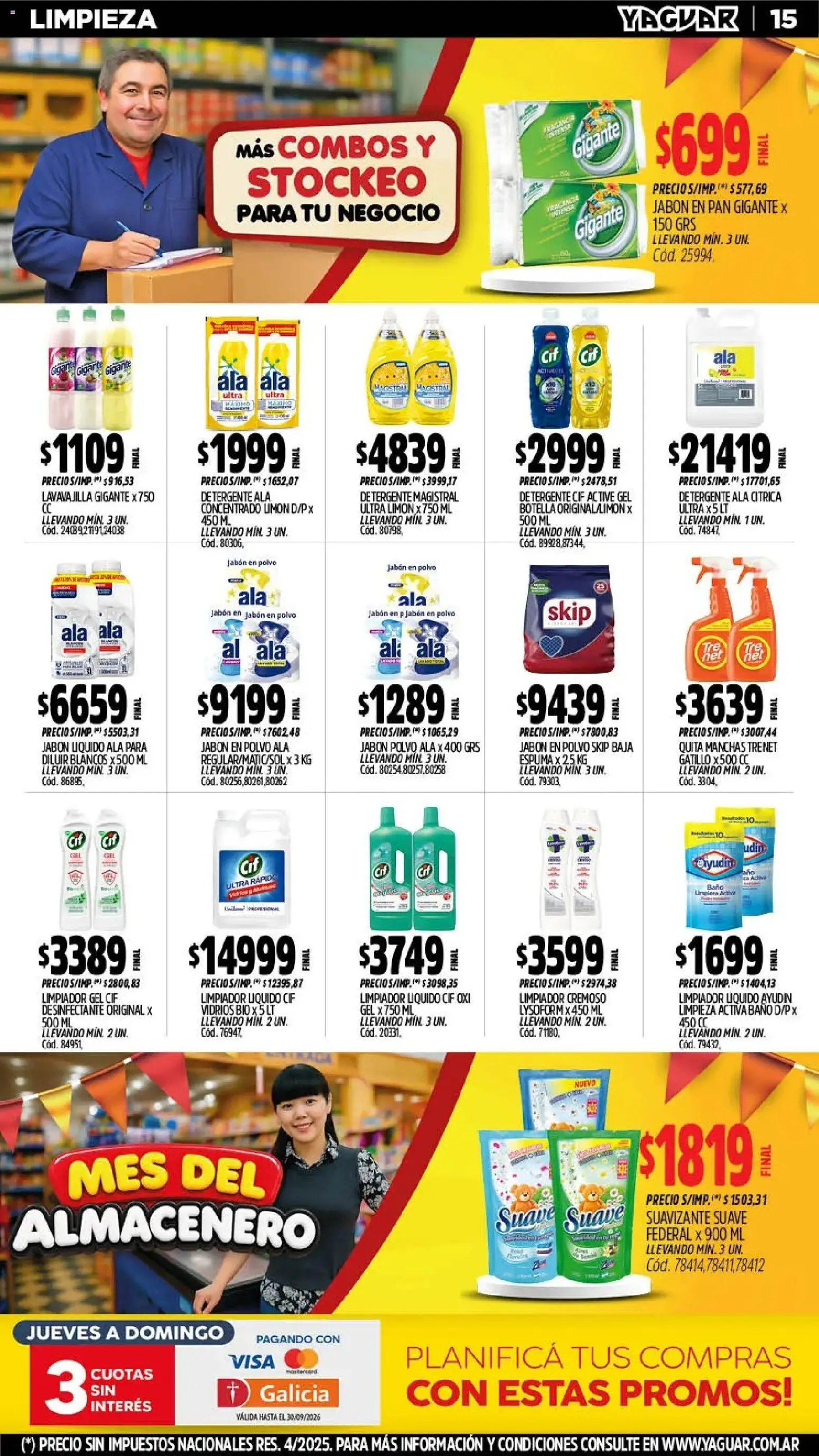 Vista previa del folleto de la tienda Yaguar válido desde el 28/09/2026 - Pan, Limón, Jabón líquido, Espuma, Fragancia, Desinfectante, Polvo, Jabón en polvo