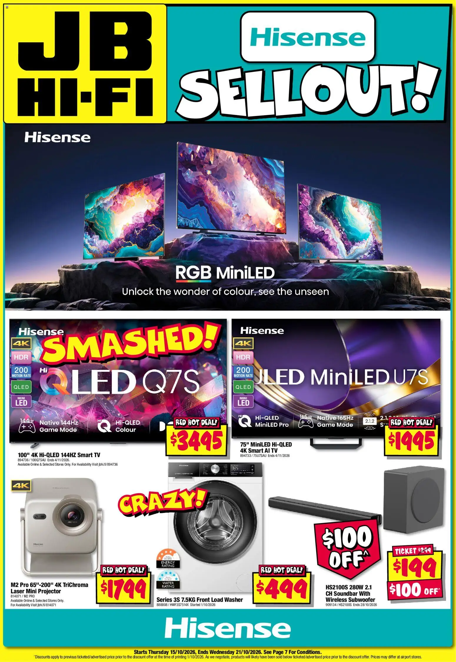 Preview of catalogue JB Hi-Fi catalogue Hisense Sellout from shop JB Hi-Fi valid 15/10/2026