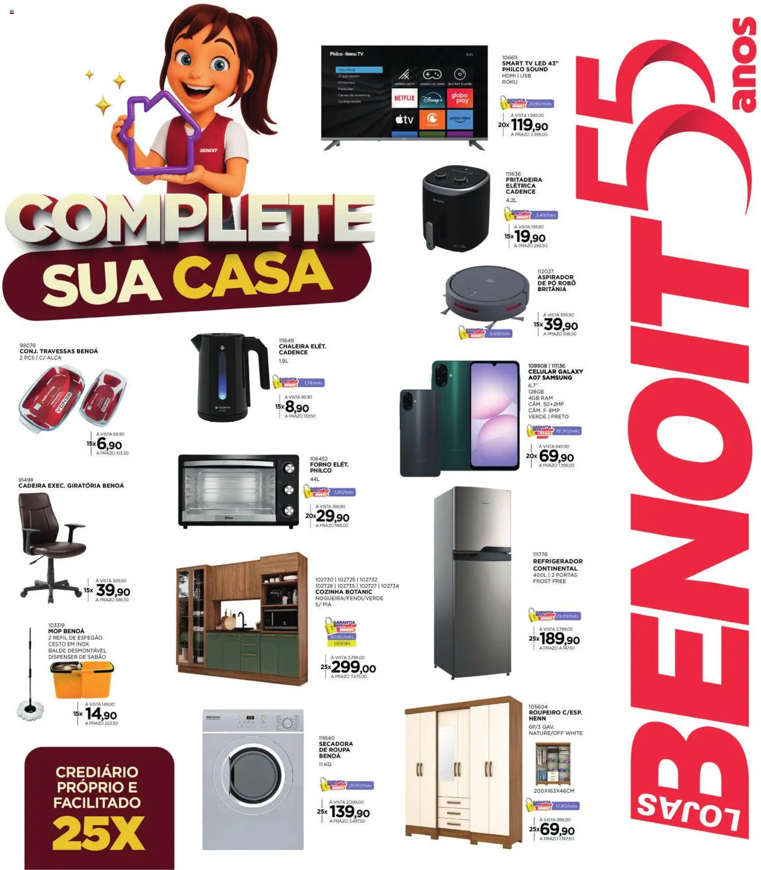 Pré-Visualização do folheto "Benoit ofertas Setembro" da loja Benoit válido a partir de 01/09/2026 - Celular, Cadeira, smart TV, Mop, Refrigerador, Pia, Forno, Balde