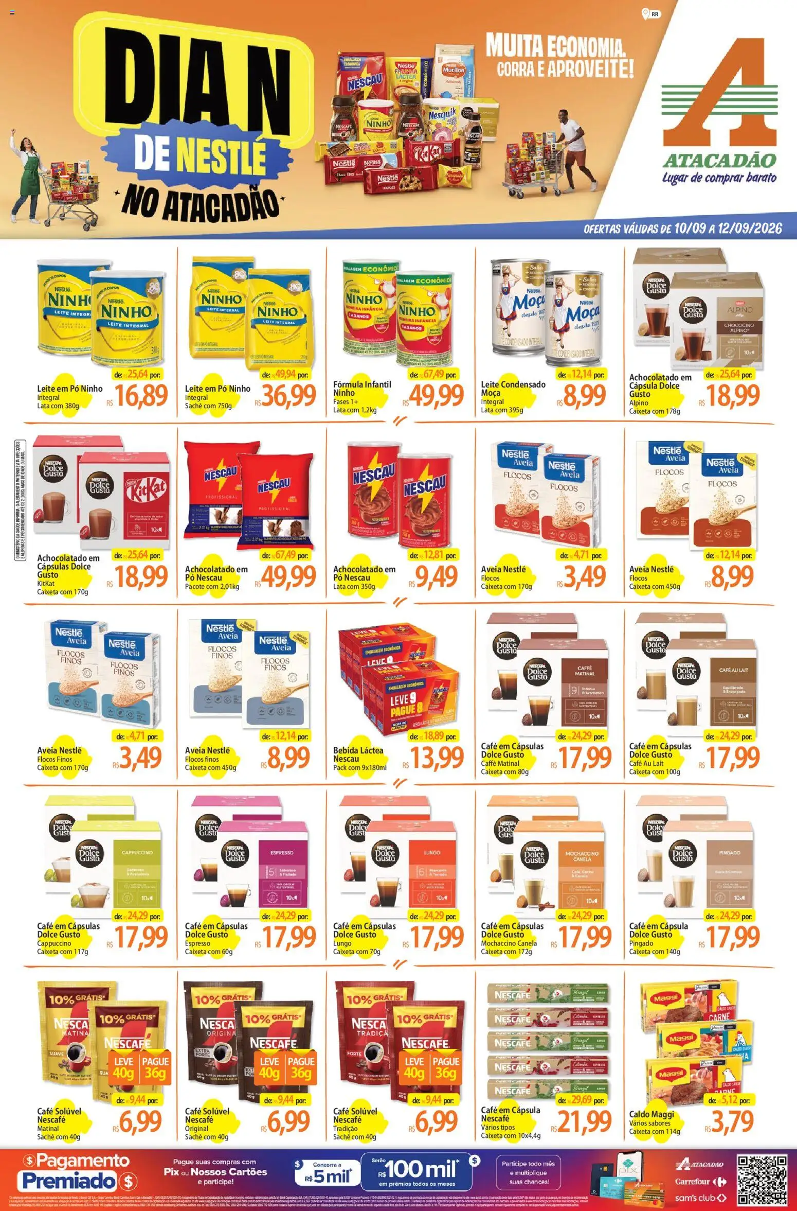 Pré-Visualização do folheto "Atacadão ofertas - RR" da loja Atacadão válido a partir de 10/09/2026 - Leite, Carne, Canela, Aveia, Nescau, Copos, Leite integral, Achocolatado