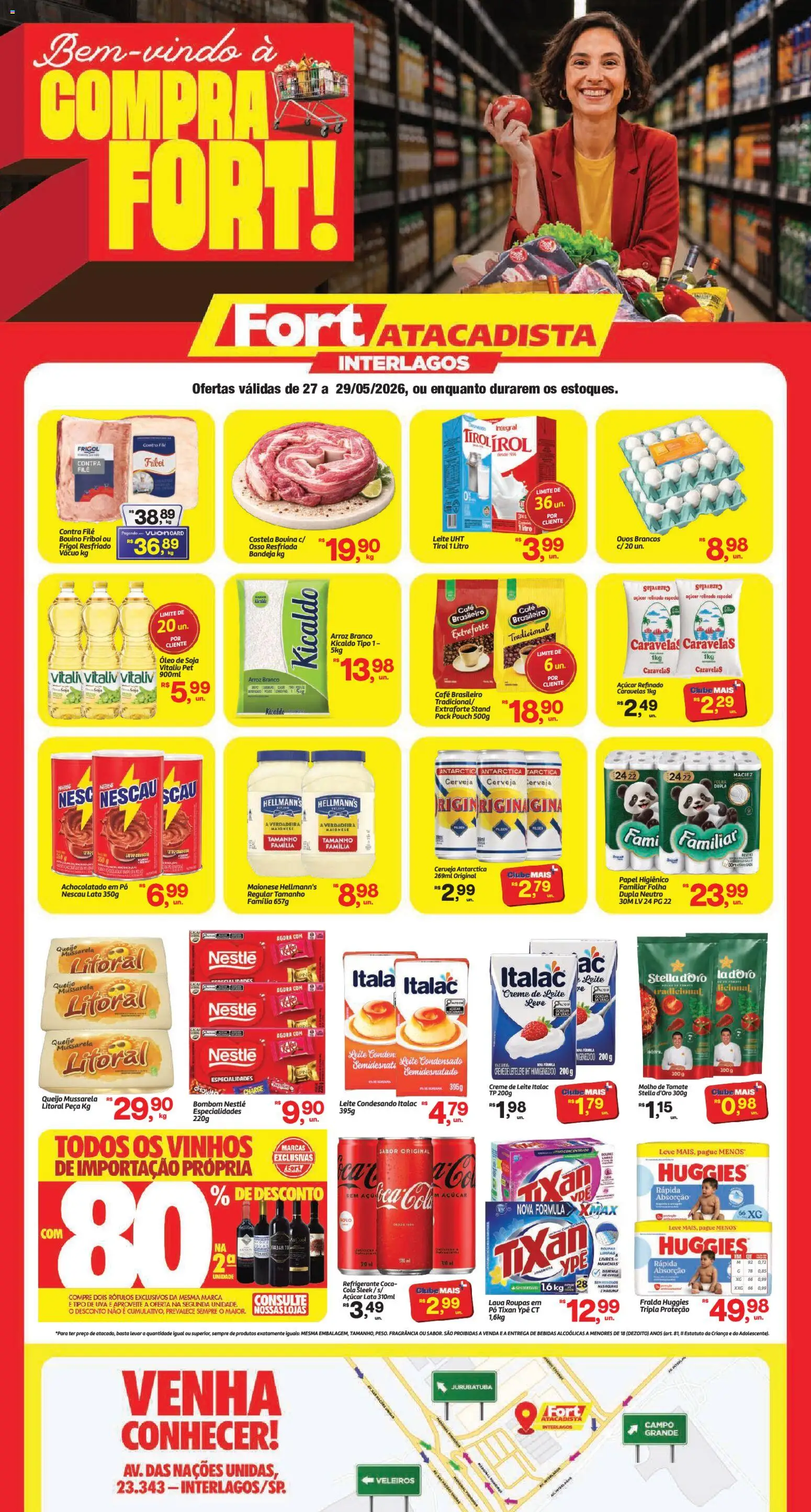 Pré-Visualização do folheto "Fort Atacadista ofertas Semanal" da loja Fort Atacadista válido a partir de 27/05/2026 - Leite condensado, Óleo, Leite, Queijo, Pó, Molho de tomate, Bandeja, Contra filé