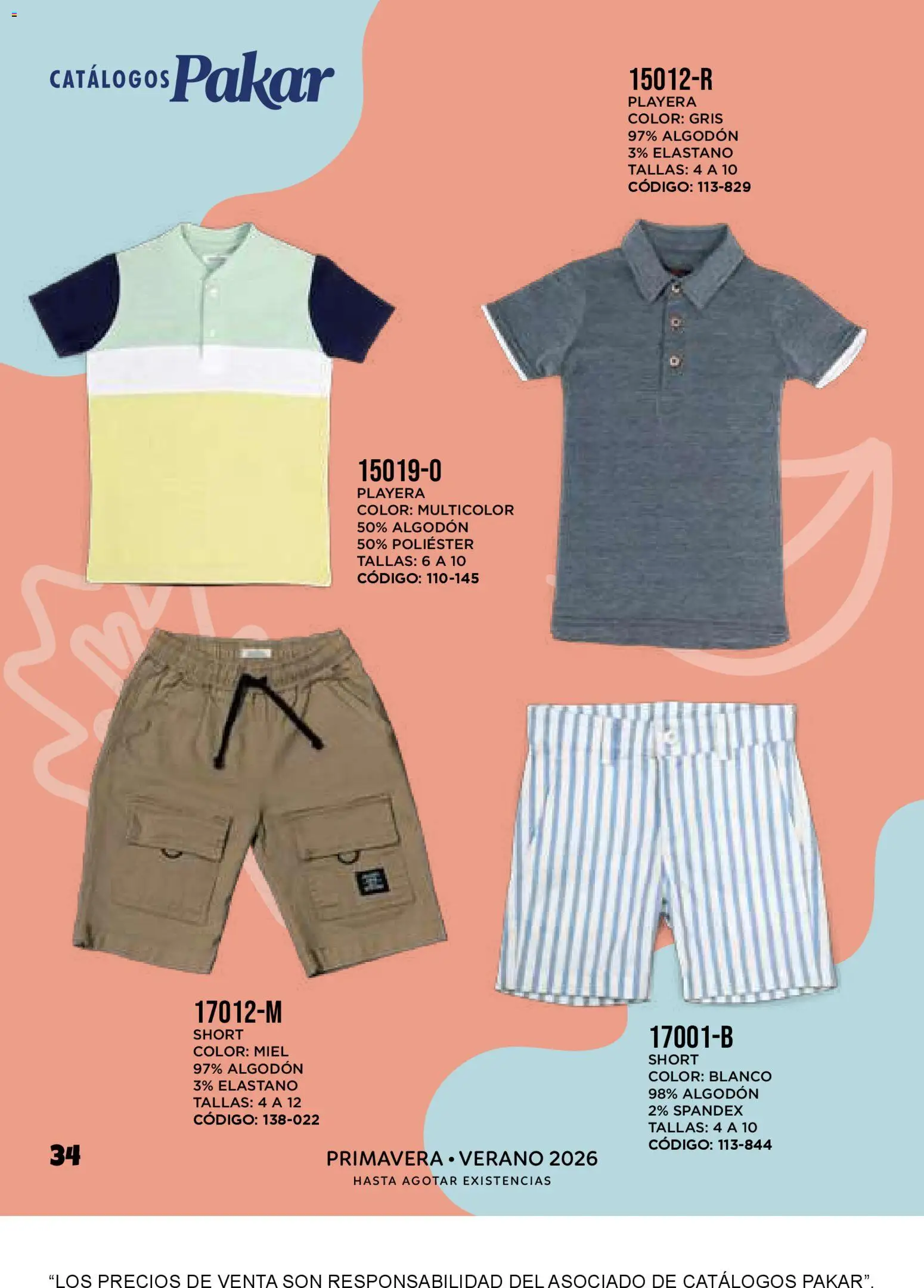 Vista previa las ofertas de la tienda SC Pakar - Catálogo Audas desde el 30/01/2026 - Playera, Short, Miel, Algodón