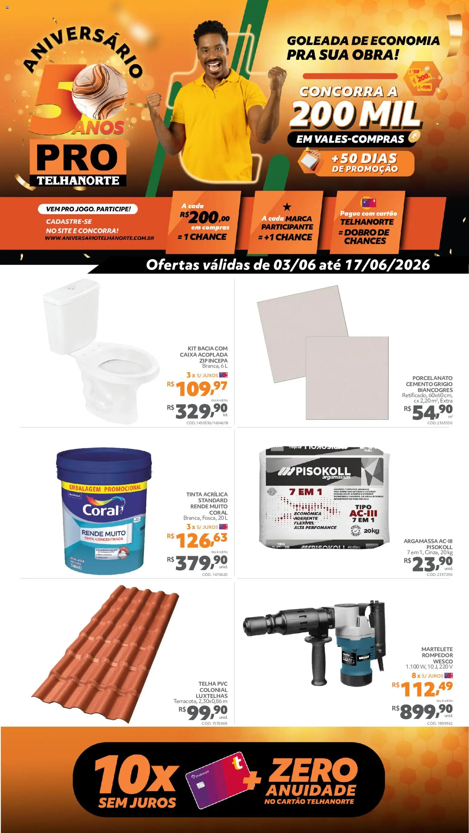 Pré-Visualização do folheto "Telhanorte ofertas Pro" da loja Telhanorte válido a partir de 03/06/2026
