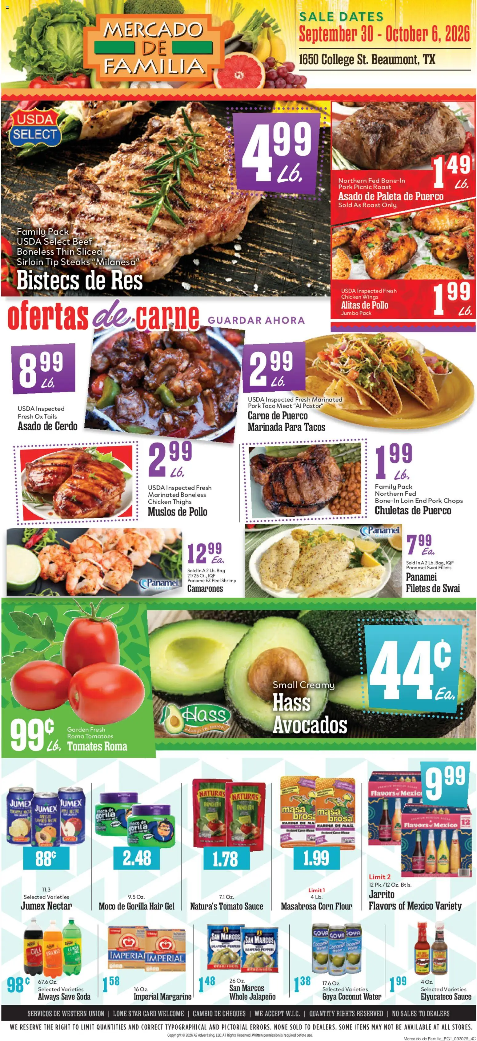 Ad Preview of Market Basket Market Basket Mercado de Familia Weekly Ad from 09/30/2026