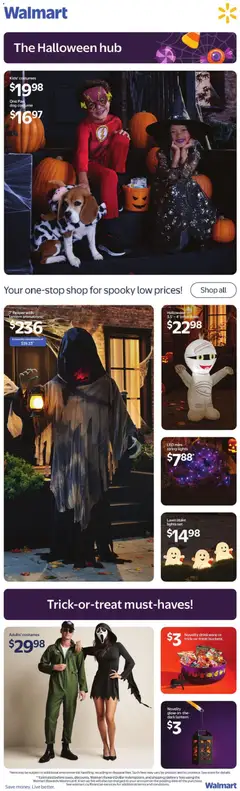 Preview of leaflet Walmart flyer - The Halloween hub from shop Walmart is valid from Oct 01, 2026