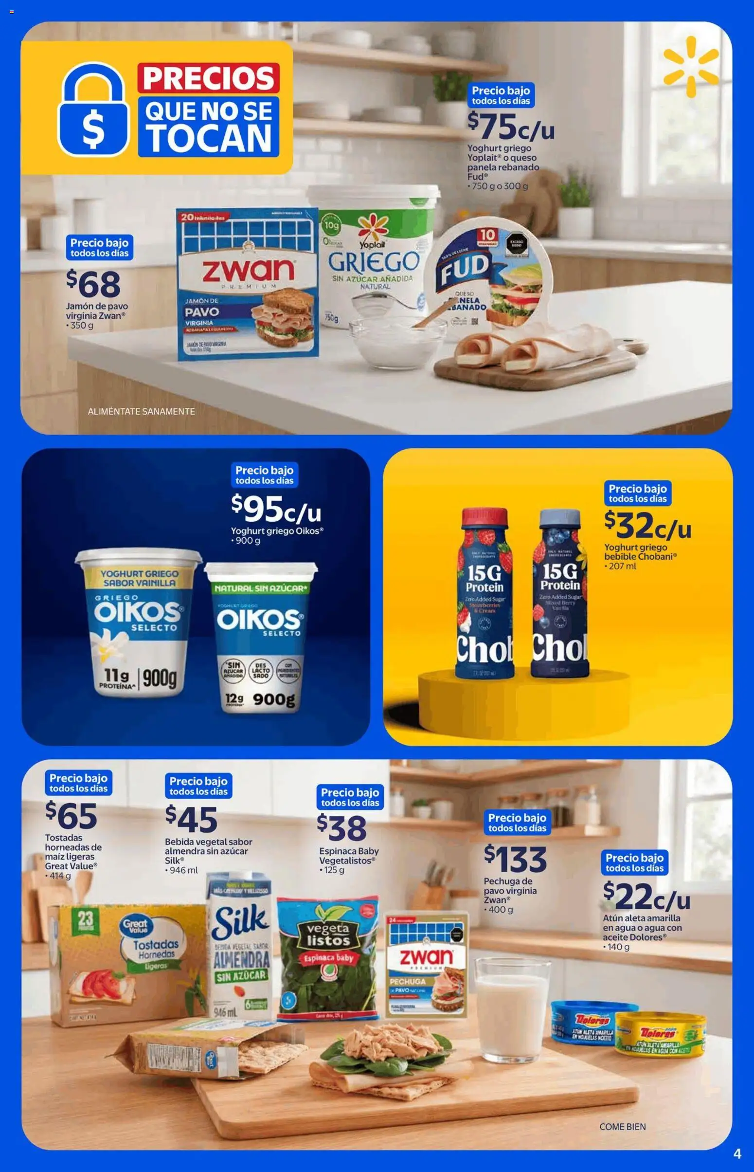 Vista previa las ofertas de la tienda Walmart - Walmart folleto Precios que no se tocan desde el 21/09/2026 - Agua, Maíz, Espinaca, Aceite, Pavo, Atún, Almendra, Espinaca baby