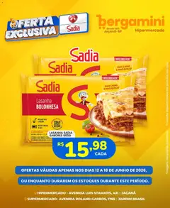 Pré-Visualização do folheto "Supermercado Bergamini ofertas Sadia e a Perdigão" da loja Supermercado Bergamini válido a partir de 12/06/2026