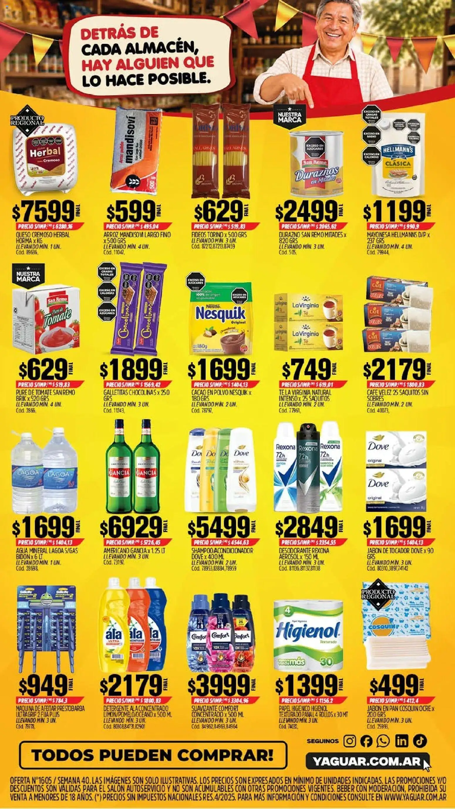 Vista previa del folleto de la tienda Yaguar válido desde el 28/09/2026 - Queso, Pan, Tomate, Papel higiénico, Mayonesa, Agua mineral, Suavizante, Polvo