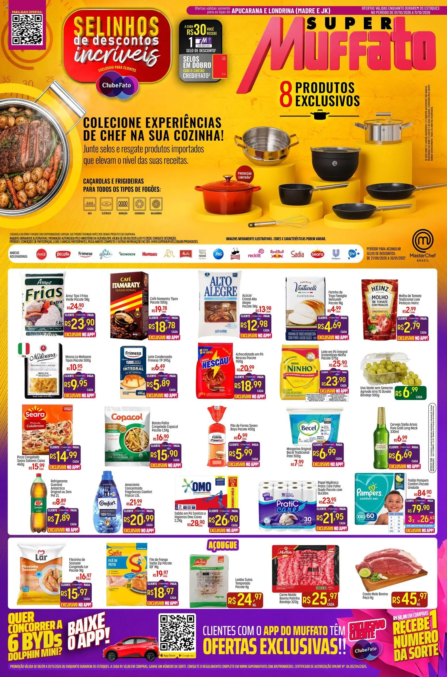 Pré-Visualização do folheto "Super Muffato - Ofertas da semana" da loja Super Muffato válido a partir de 01/10/2026 - Fralda pampers, Frango, Refrigerante, Farinha de trigo, Alimentos, Carne moída, Farinha, Pizza congelada