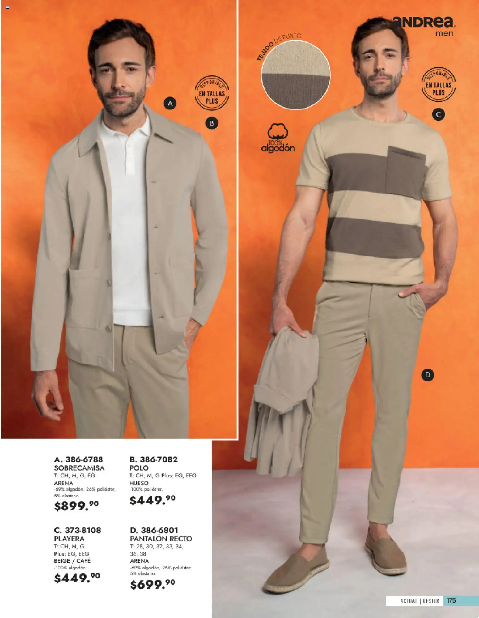 Vista previa las ofertas de la tienda Andrea - Andrea catálogo Vestir Caballero desde el 24/05/2026 - Café, Playera, Algodón
