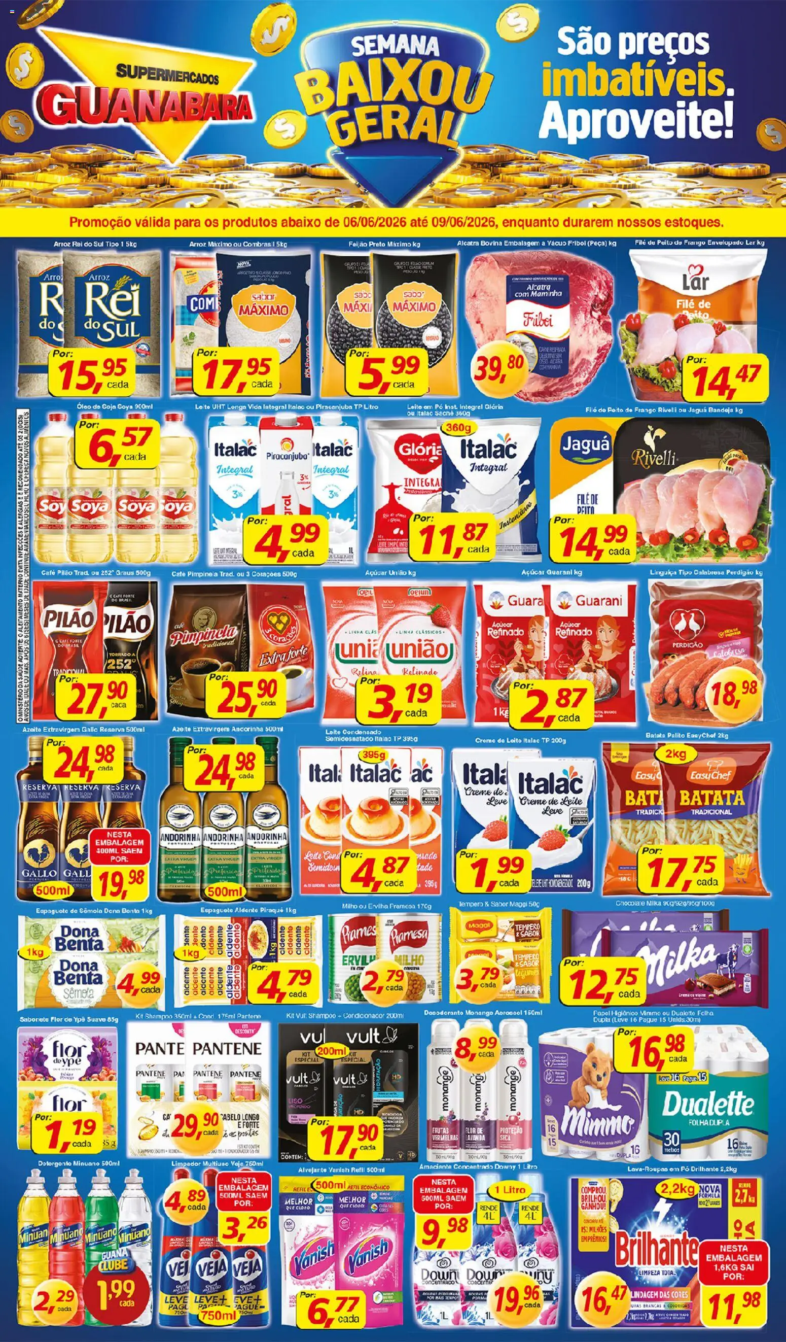 Pré-Visualização do folheto "Guanabara promoção" da loja Supermercados Guanabara válido a partir de 06/06/2026 - Frutas, Leite condensado, Óleo, Creme, Papel higiênico, Amaciante, Café pilão, Limpador multiuso