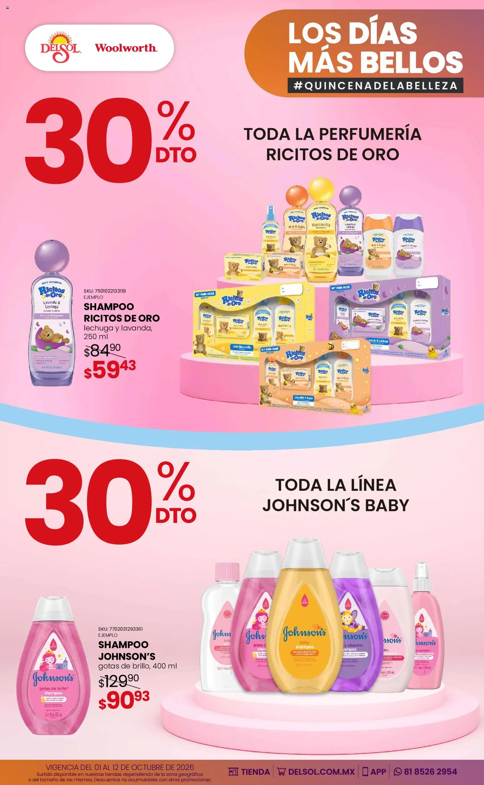 Vista previa las ofertas de la tienda Del Sol y Woolworth - Del Sol y Woolworth catálogo Los días más bellos - Quincena Belleza desde el 01/10/2026 - Shampoo, Lechuga, Brillo