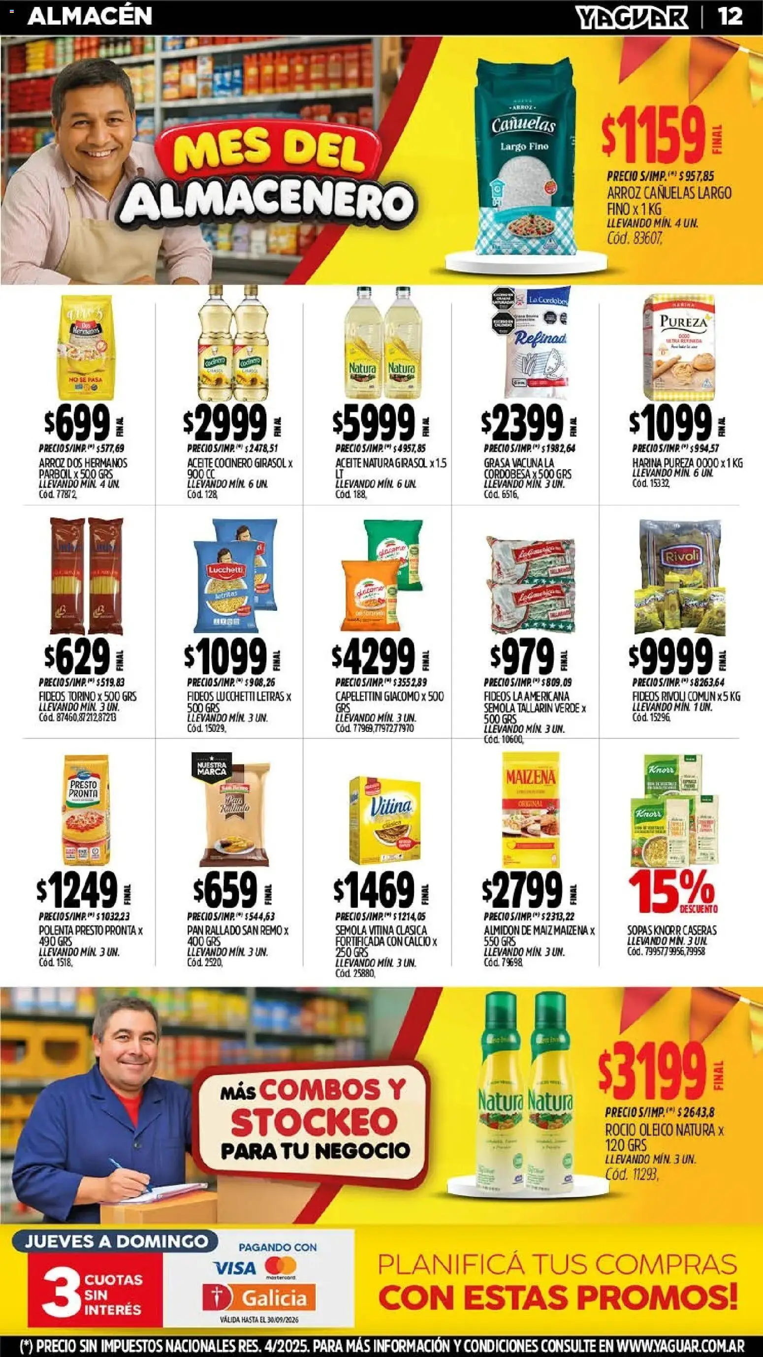 Vista previa del folleto de la tienda Yaguar válido desde el 28/09/2026 - Pan, Arroz, Polenta, Harina, Maiz, Sopas, Pan rallado, Sémola