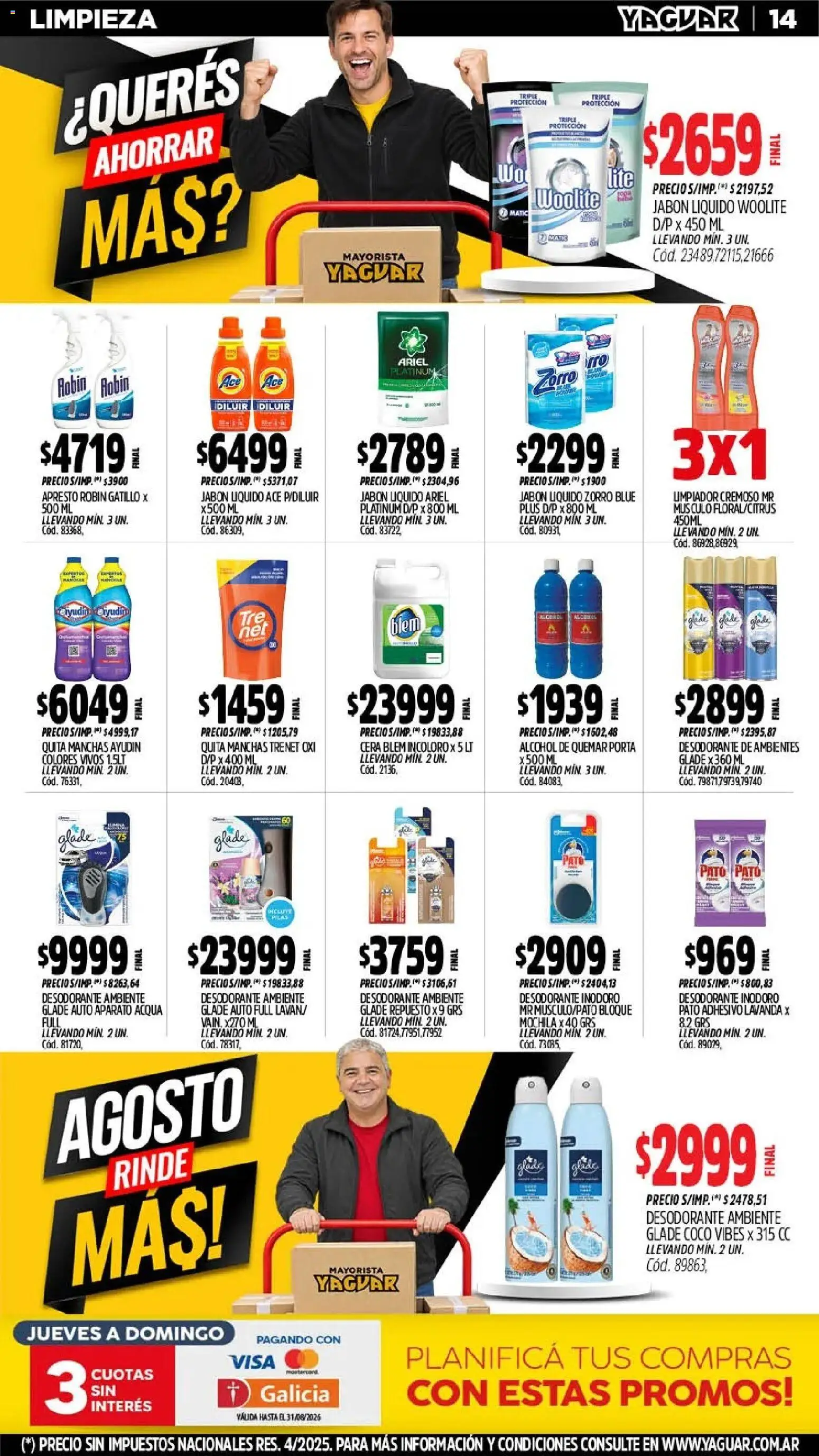 Vista previa del folleto de la tienda Yaguar válido desde el 17/07/2026 - Mate, Mochila, Pato, Desodorante, Jabón, Jabón líquido, Cera, Limpiador
