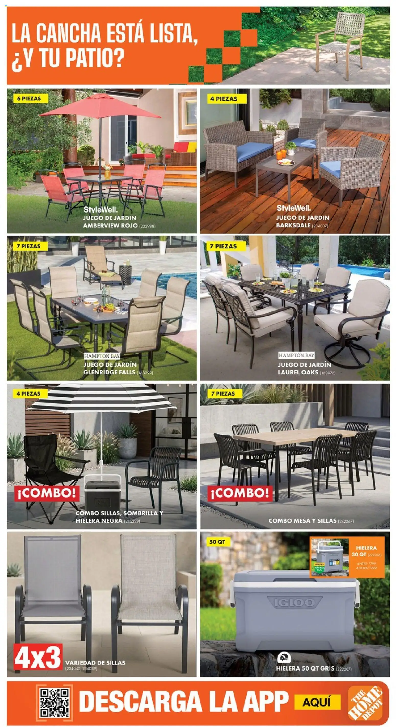 Vista previa las ofertas de la tienda Home Depot - Home Depot catálogo desde el 18/06/2026 - Juego, Hielera, Mesa, Sombrilla, Juego de jardín
