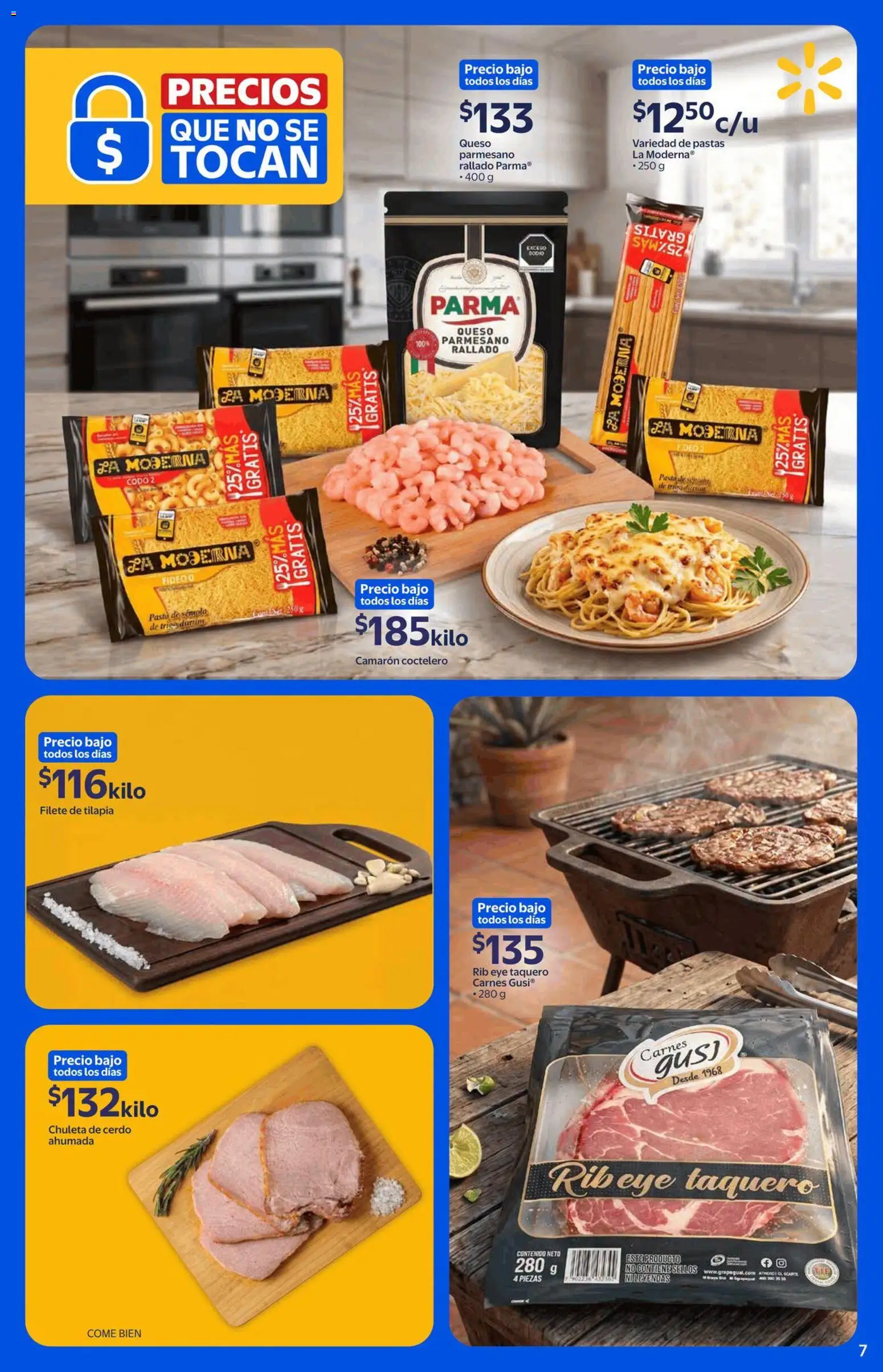 Vista previa las ofertas de la tienda Walmart - Walmart folleto Precios que no se tocan desde el 21/09/2026 - Queso, Cerdo, Tilapia, Chuleta, Filete, Chuleta de cerdo, Sémola, Pasta de sémola