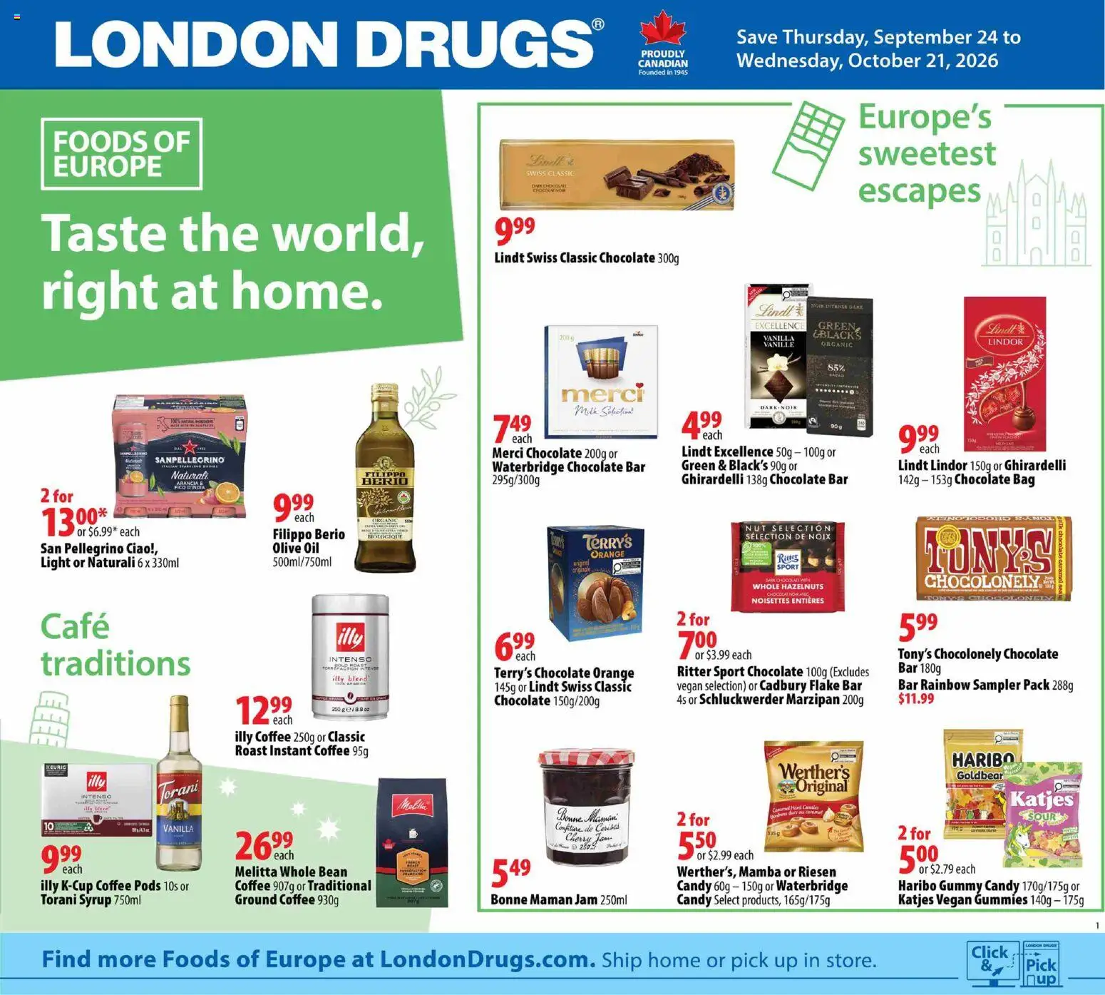 Preview of leaflet London Drugs flyer - Foods of Europe from shop London Drugs is valid from Sep 24, 2026