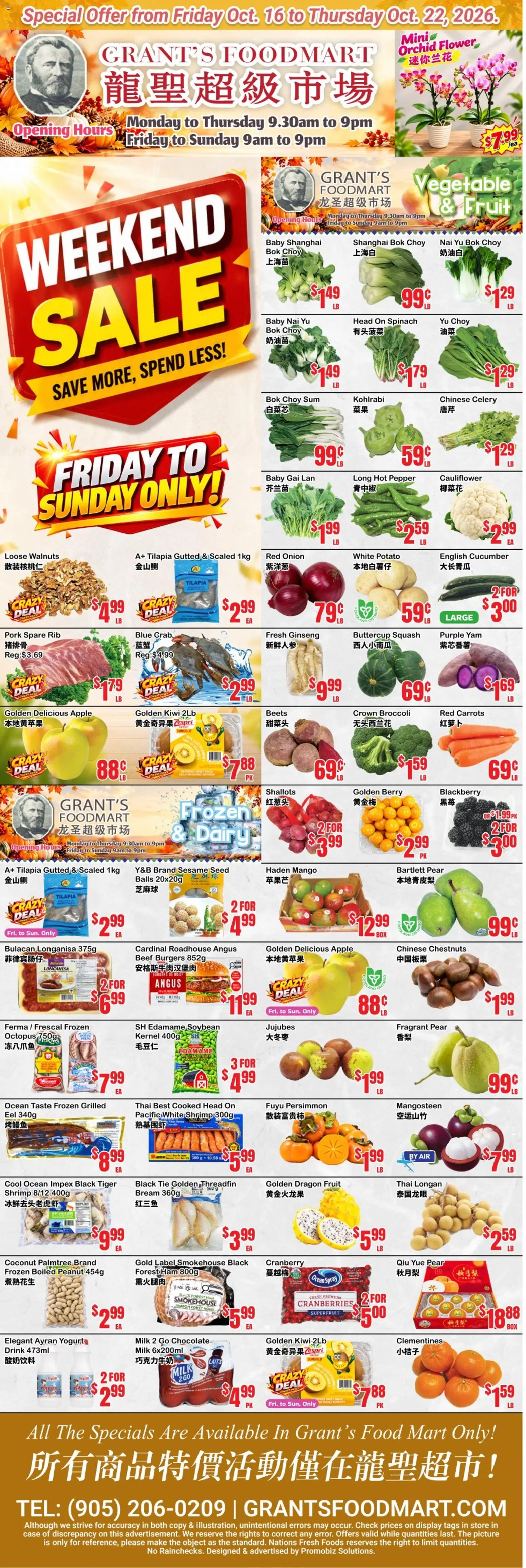 Preview of leaflet Oceans weekly flyer - Grant’s Foodmart from shop Oceans is valid from Oct 16, 2026