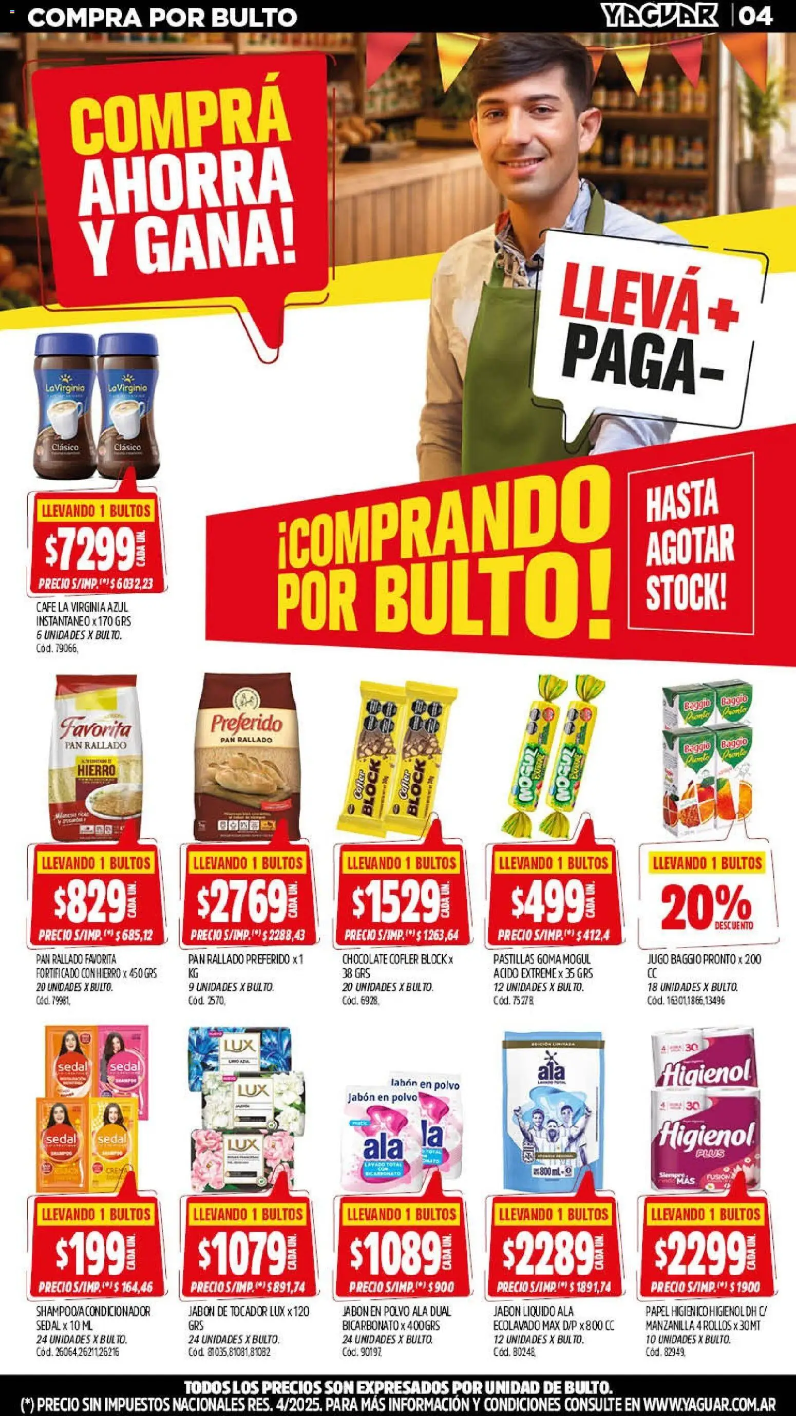 Vista previa del folleto de la tienda Yaguar válido desde el 14/09/2026 - Café, Pan, Crema, Papel higiénico, Jabón, Jabón líquido, Pan rallado, Jabón en polvo