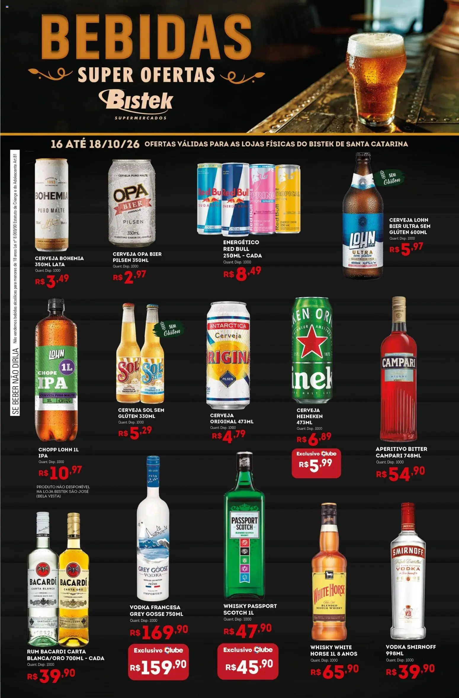Pré-Visualização do folheto "Bistek Supermercados ofertas Bebidas" da loja Bistek Supermercados válido a partir de 16/10/2026