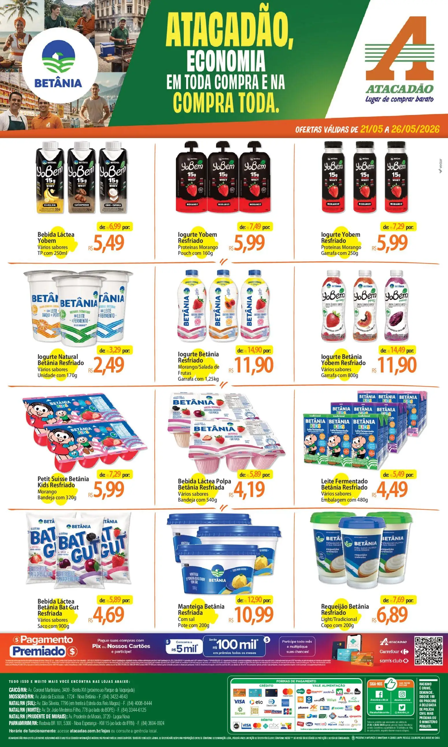 Pré-Visualização do folheto "Atacadão ofertas - RN" da loja Atacadão válido a partir de 21/05/2026 - Café, Coco, Frutas, Bebida, Leite, Manteiga, Chá, Leite fermentado
