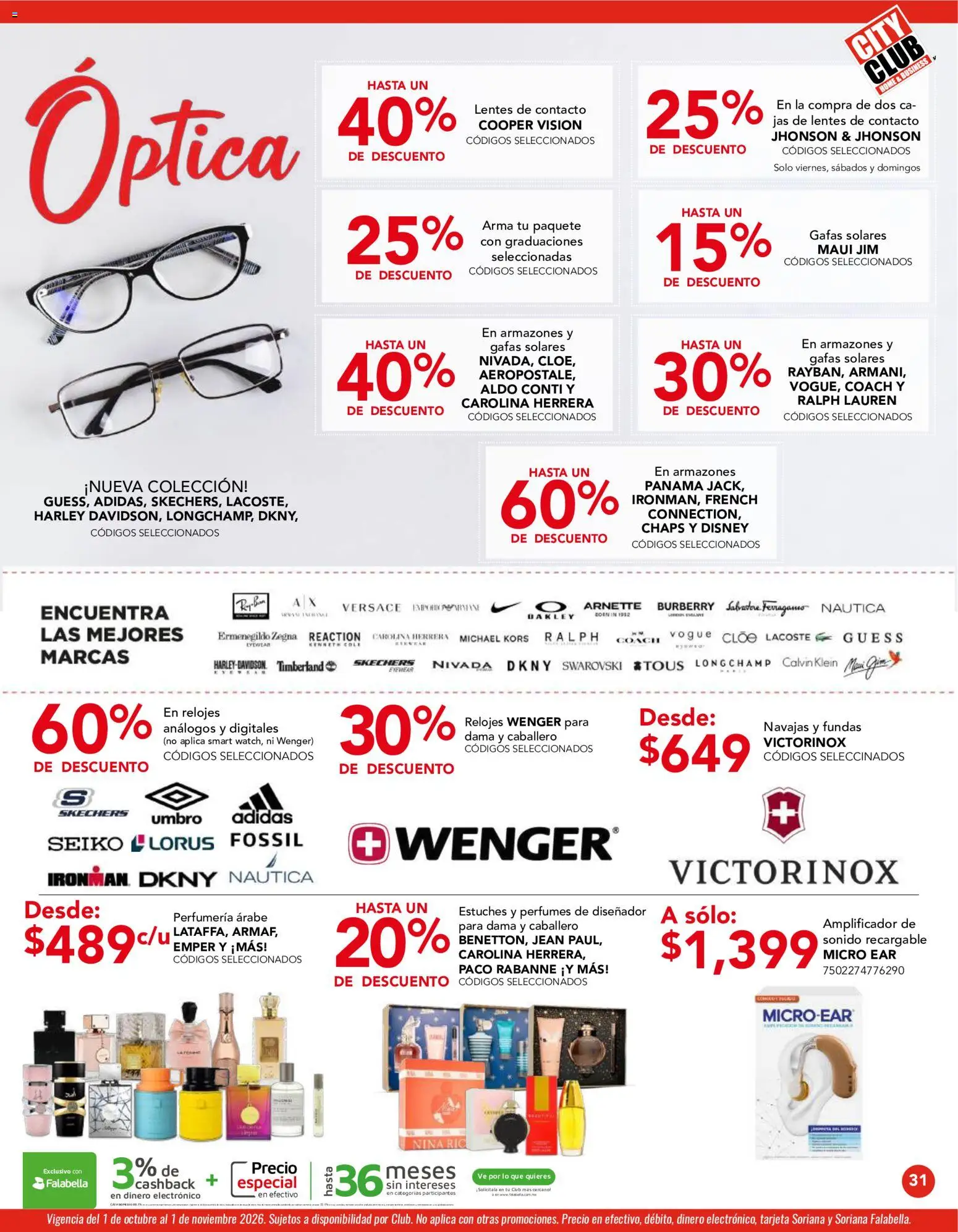 Vista previa las ofertas de la tienda City Club - City Club catálogo desde el 01/10/2026 - Perfumes, Lentes, Lentes de contacto, Gin