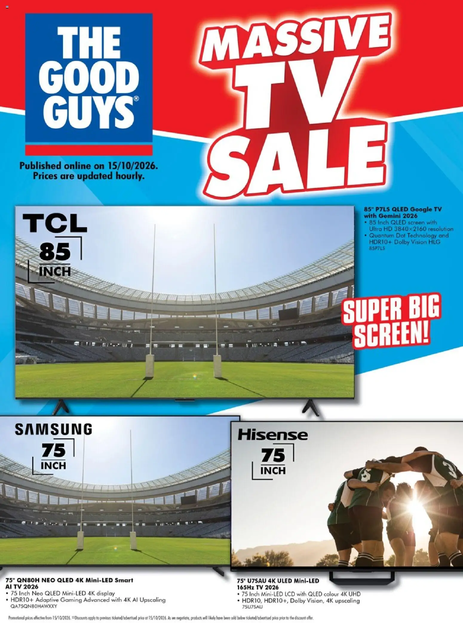 Preview of catalogue The Good Guys Massive TV Sale from shop The Good Guys valid 15/10/2026