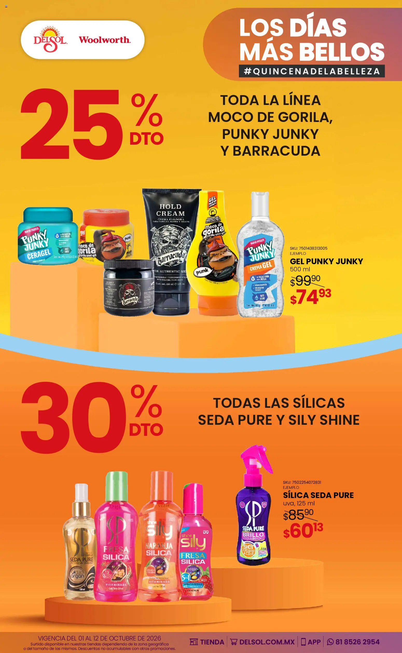 Vista previa las ofertas de la tienda Del Sol y Woolworth - Del Sol y Woolworth catálogo Los días más bellos - Quincena Belleza desde el 01/10/2026 - Agua, Fresa, Termo, Crema, Brillo, Puré