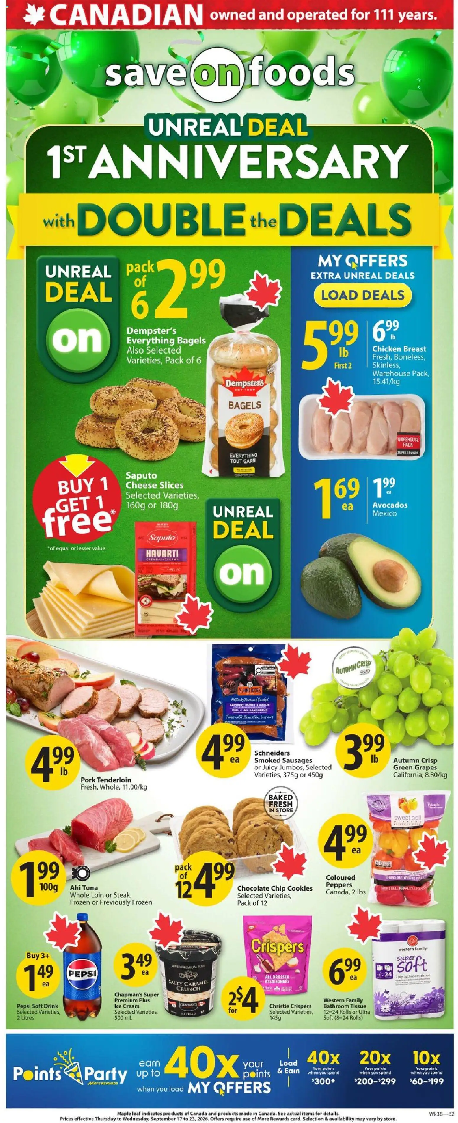Preview of leaflet Save on foods weekly flyer / circulaire from shop Save on foods is valid from Sep 17, 2026