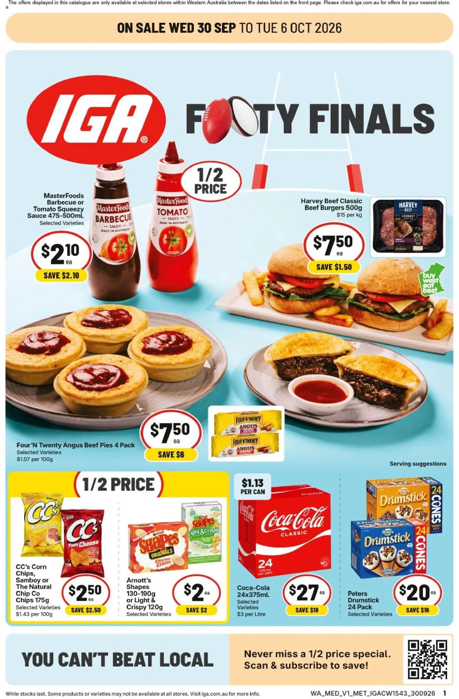 Preview of catalogue IGA catalogue Bentley from shop IGA valid 30/09/2026 - Food, Corn, Light, Cheese, Burgers, Chicken, Beef, Tomato