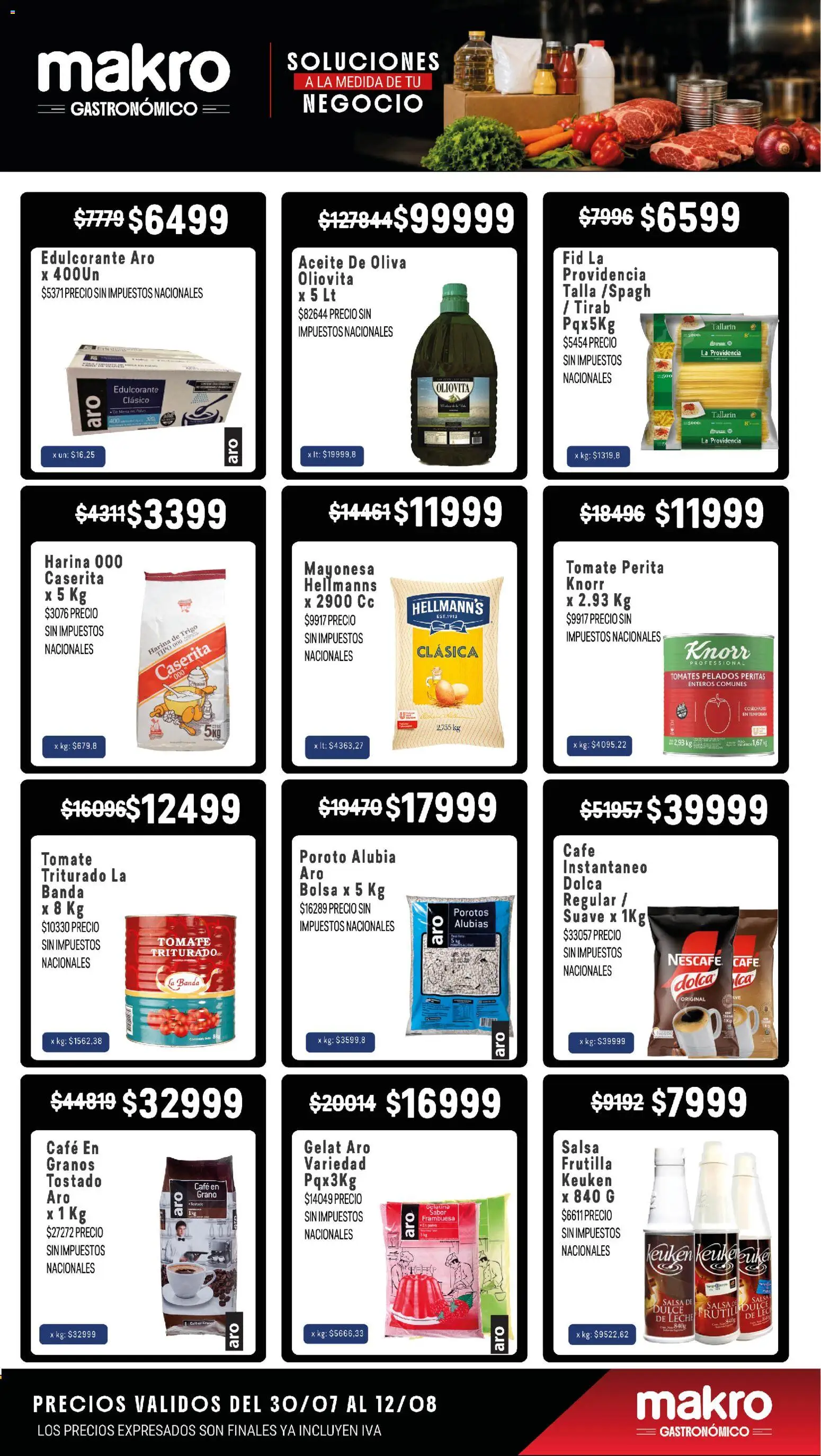 Vista previa del folleto de la tienda Makro válido desde el 30/07/2026 - Café, Tomate, Gelatina, Harina, Leche, Oliva, Porotos, Edulcorante