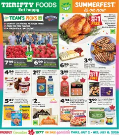 Un aperçu du dépliant Thrifty Foods weekly flyer / circulaire du magasin Thrifty Foods est valide à partir 2 juill. 2026