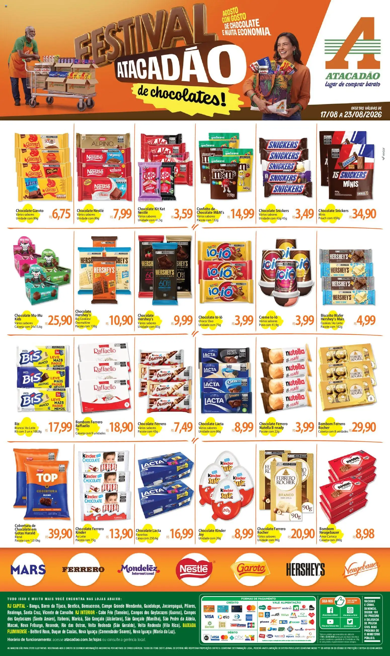 Pré-Visualização do folheto "Atacadão ofertas - RJ" da loja Atacadão válido a partir de 17/08/2026 - Banco, Caixa, Chocolate, Kit Kat, Creme, Neugebauer, Cabo, Lente